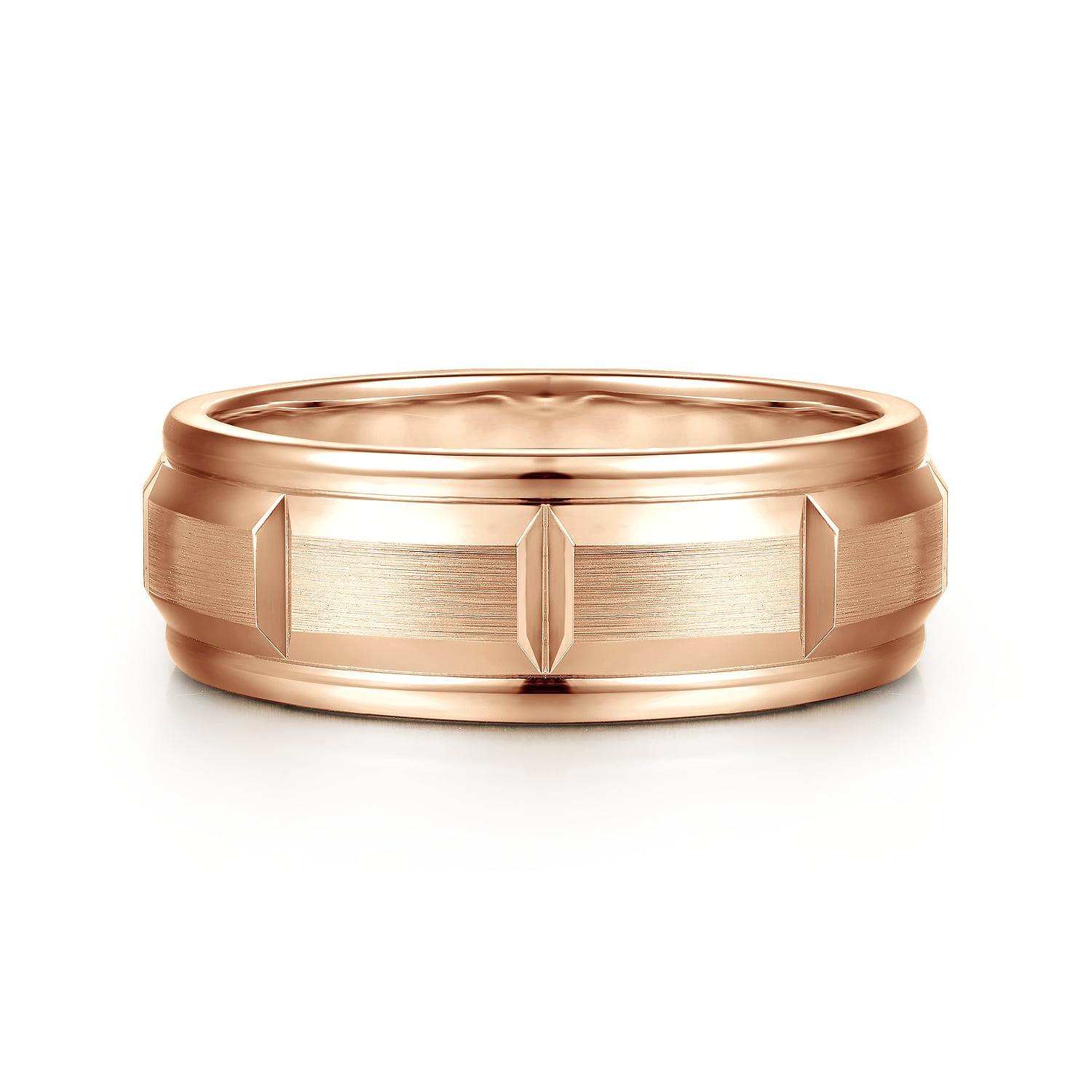 8mm Mens Wedding Band in Satin Finish in 14K Rose Gold