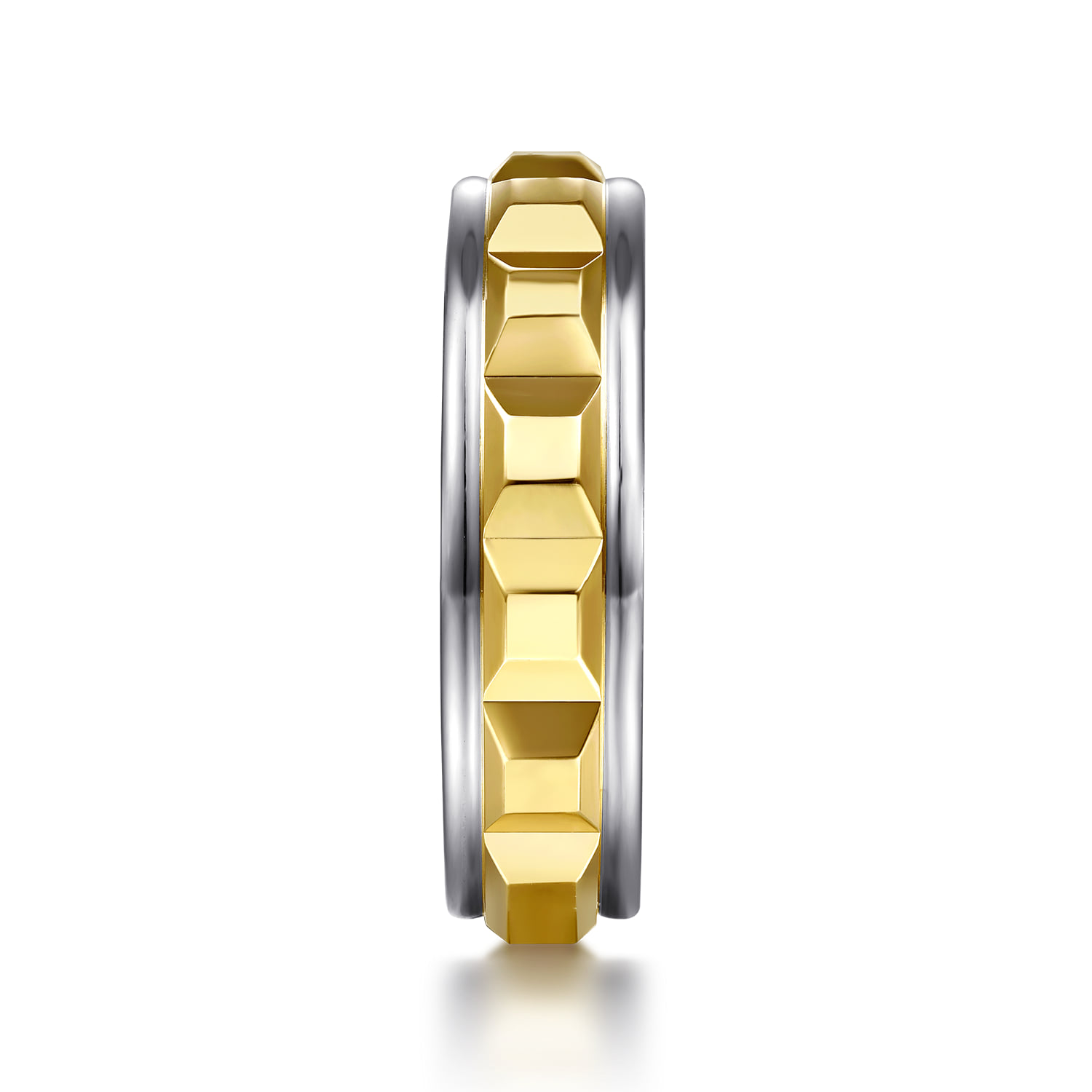 Plain Men's Wedding Band in 14K White/Yellow Gold, photograph 4