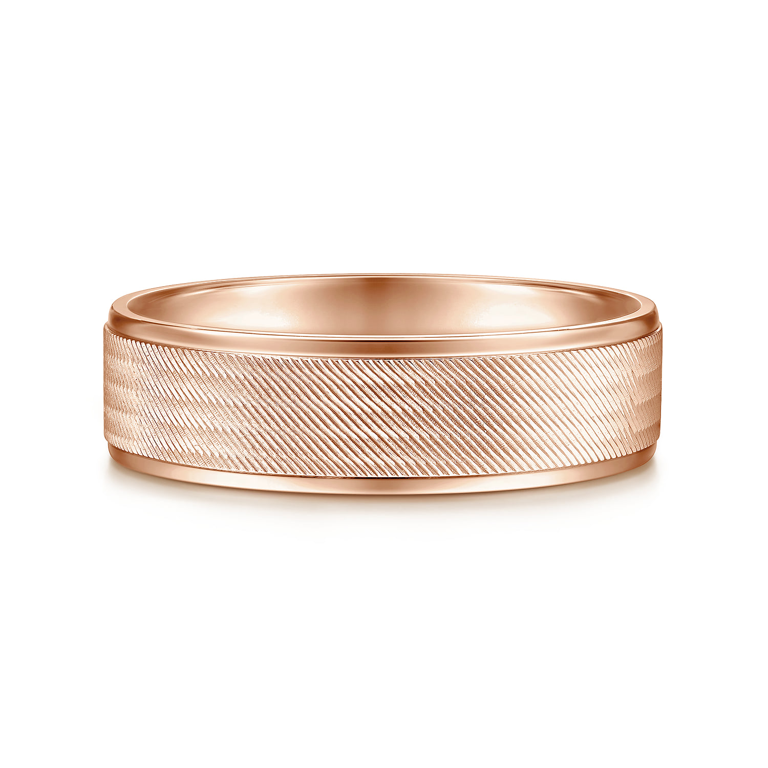 6mm - Men's Wedding Band in Brushed Finish in 14K Rose Gold