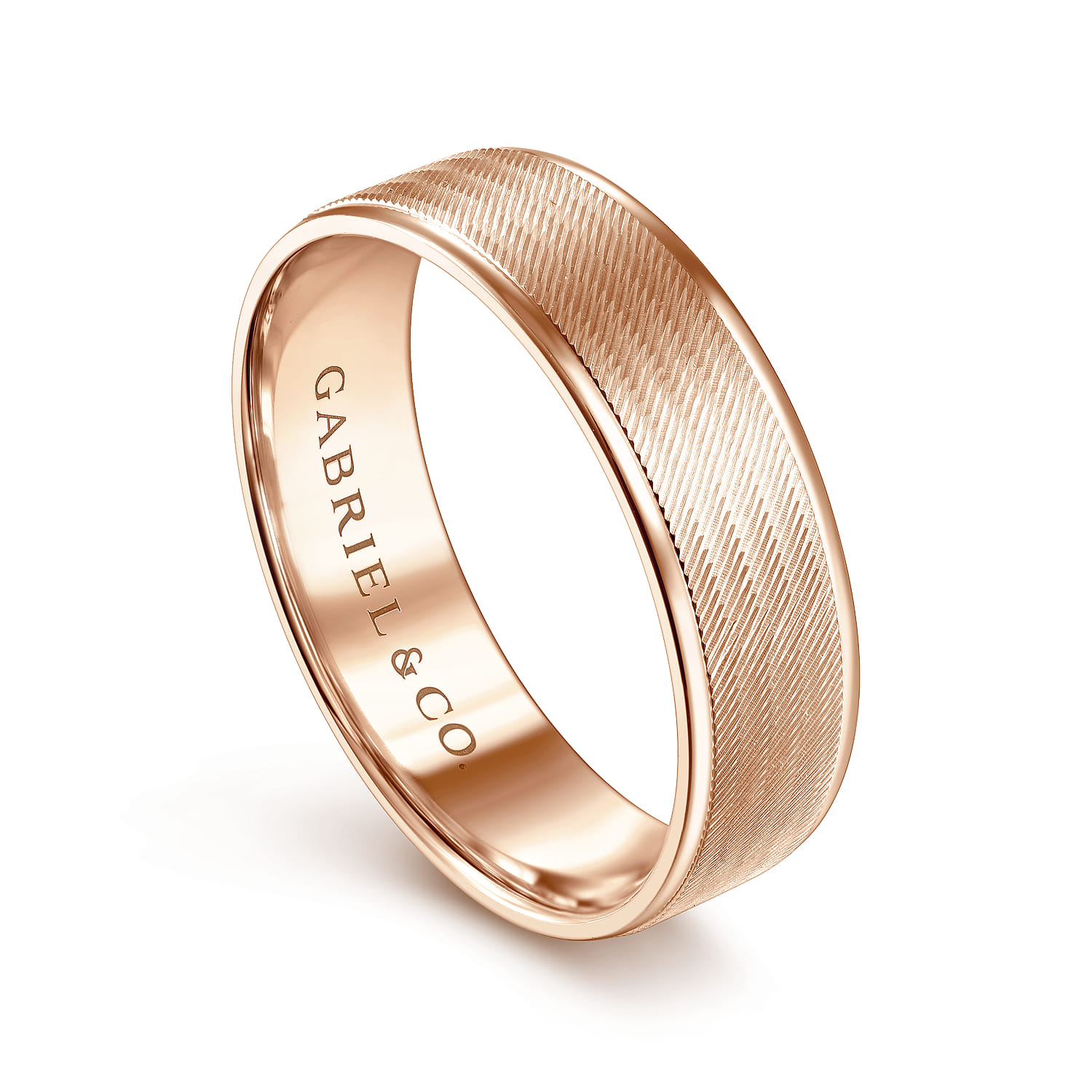 6mm - Men's Wedding Band in Brushed Finish in 14K Rose Gold, photograph 3