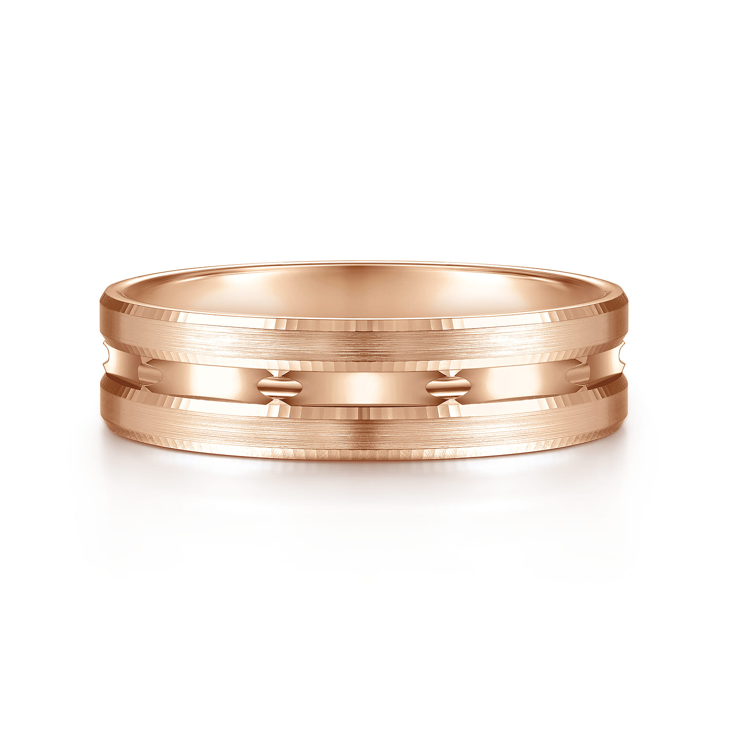6mm - Carved Men's Wedding Band in Satin Finish