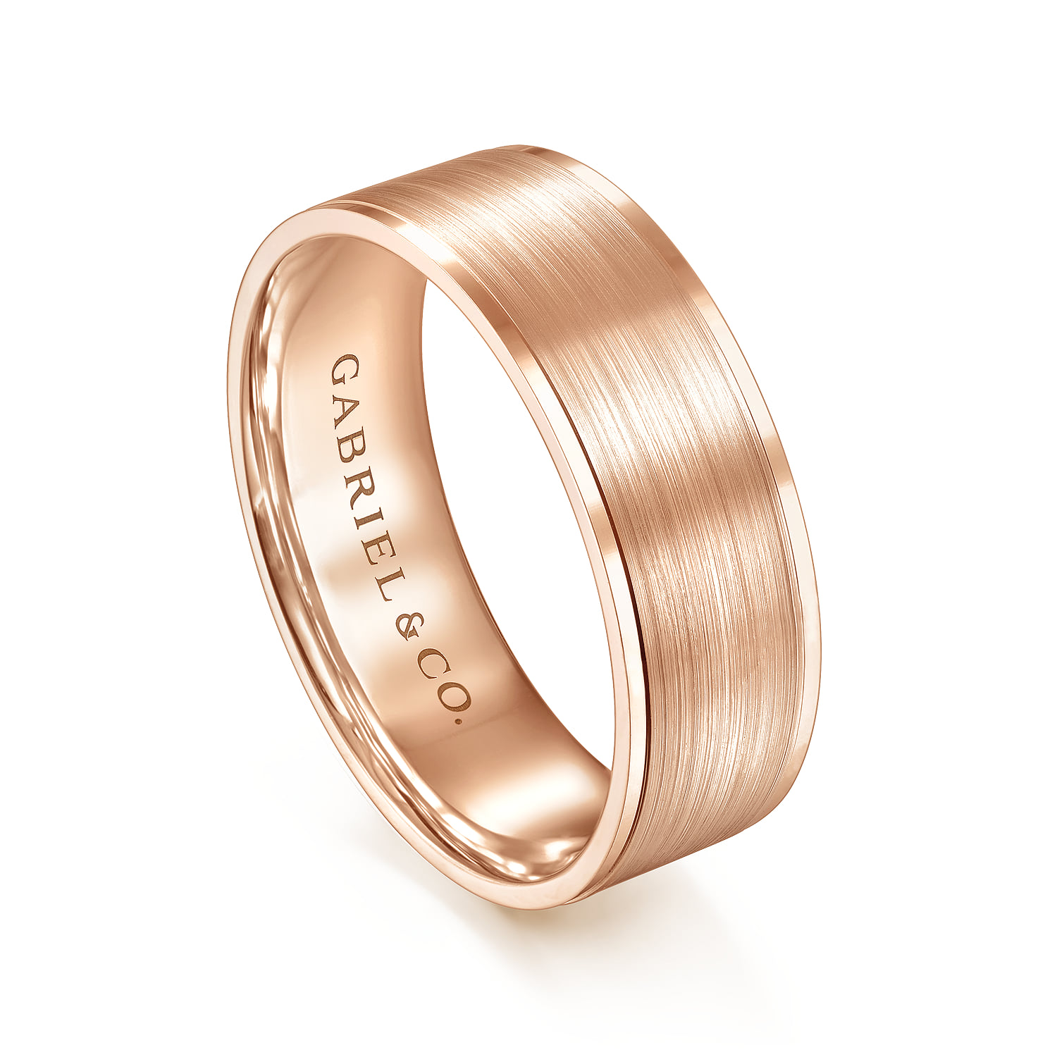 7mm - Men's Wedding Band in Satin Finish in 14K Rose Gold, photograph 3