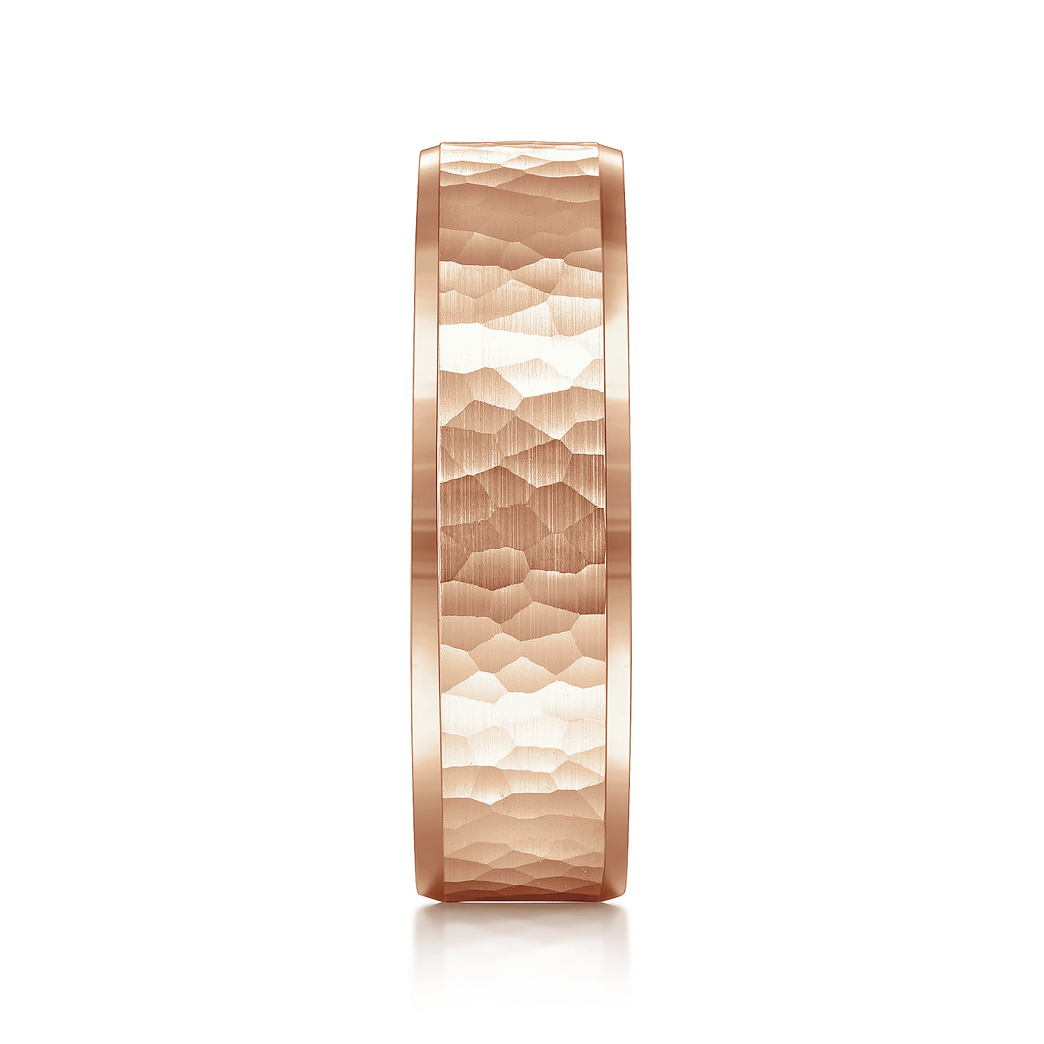 6mm - Men's Wedding Band in Hammered Finish in 14K Rose Gold, photograph 4