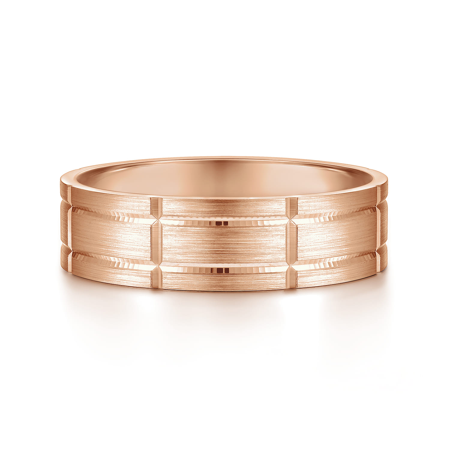 6mm - Checkerboard Pattern Men's Wedding Band in Satin Finish