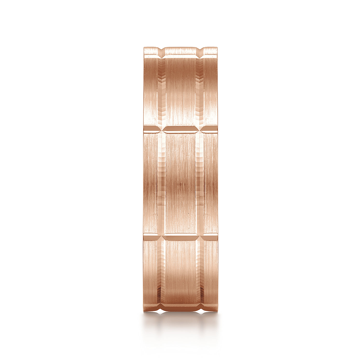 6mm - Checkerboard Pattern Men's Wedding Band in Satin Finish in 14K Rose Gold, photograph 4