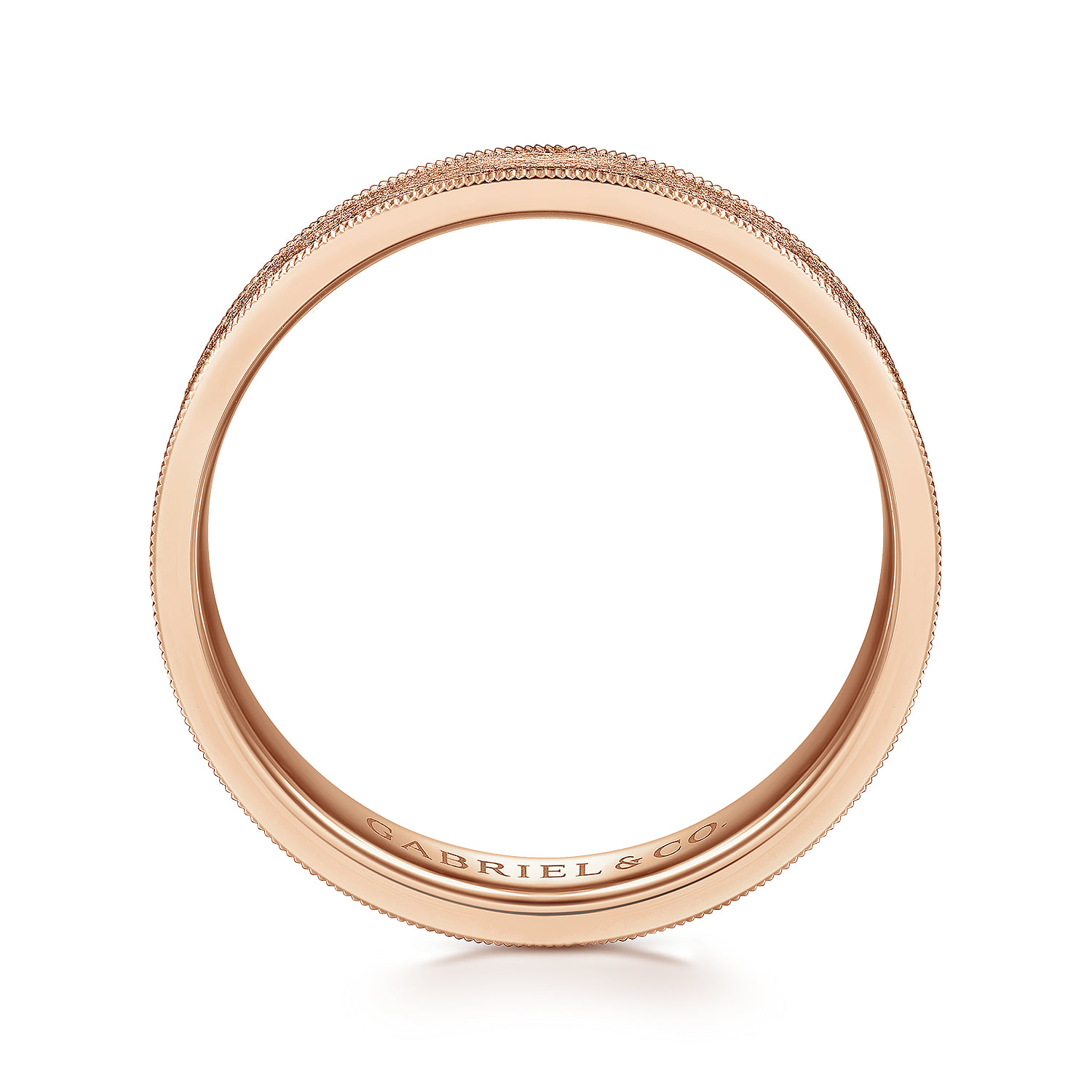 6mm - Men's Wedding Band in Sandblast Finish in 14K Rose Gold, photograph 2