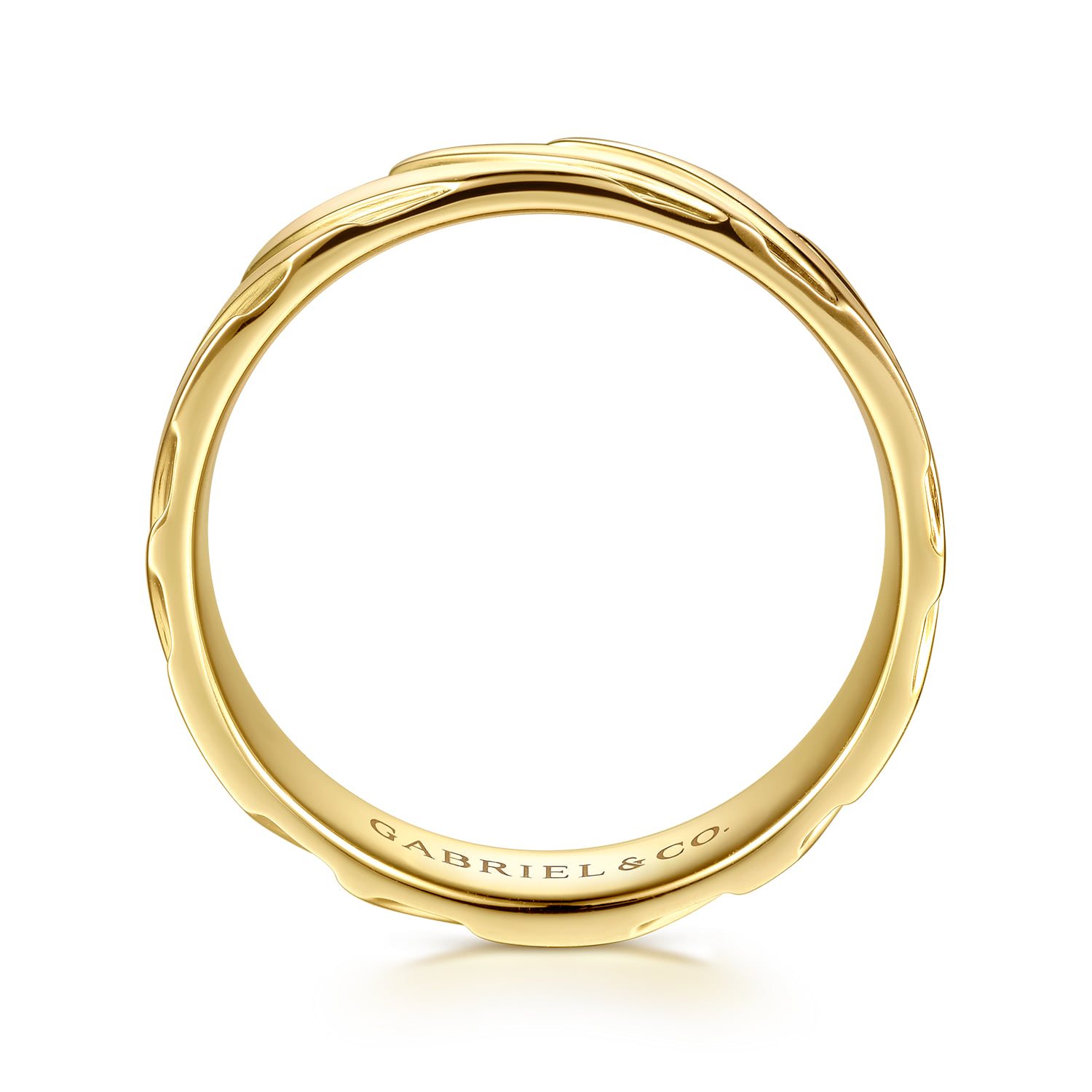 6mm - Men's Wedding Band in Sand Blast Finish in 14K Yellow Gold, photograph 2