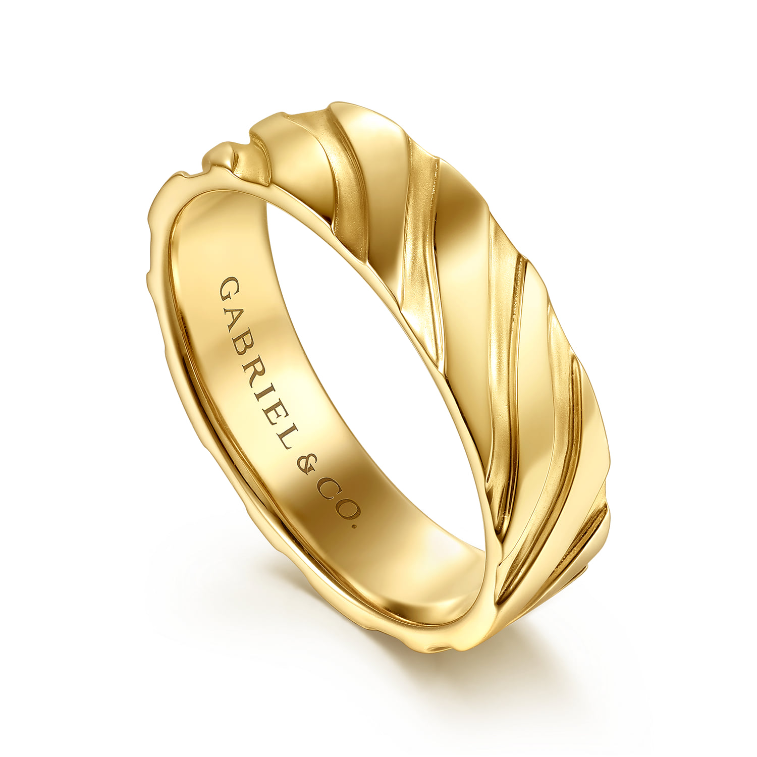 6mm - Men's Wedding Band in Sand Blast Finish in 14K Yellow Gold, photograph 3