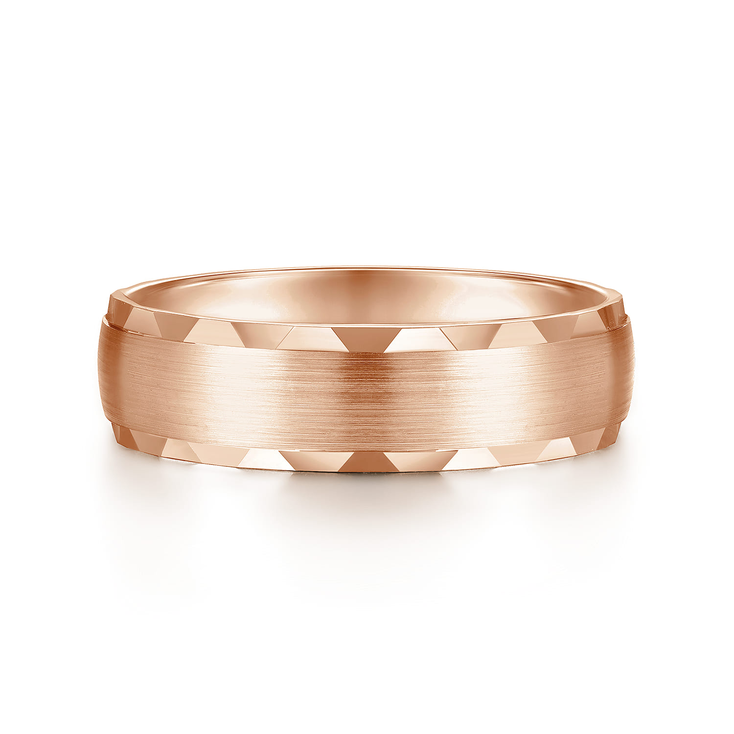 6mm - Satin Finish Men's Wedding Band with Carved Edge