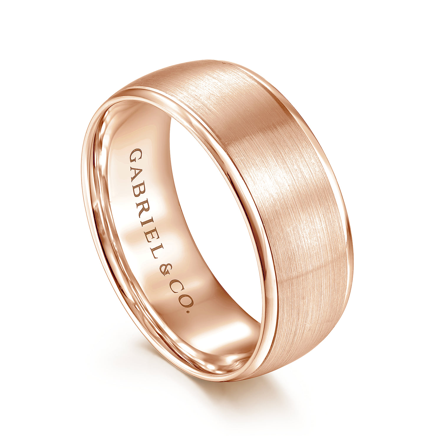 8mm - Men's Wedding Band in Satin Finish in 14K Rose Gold, photograph 3