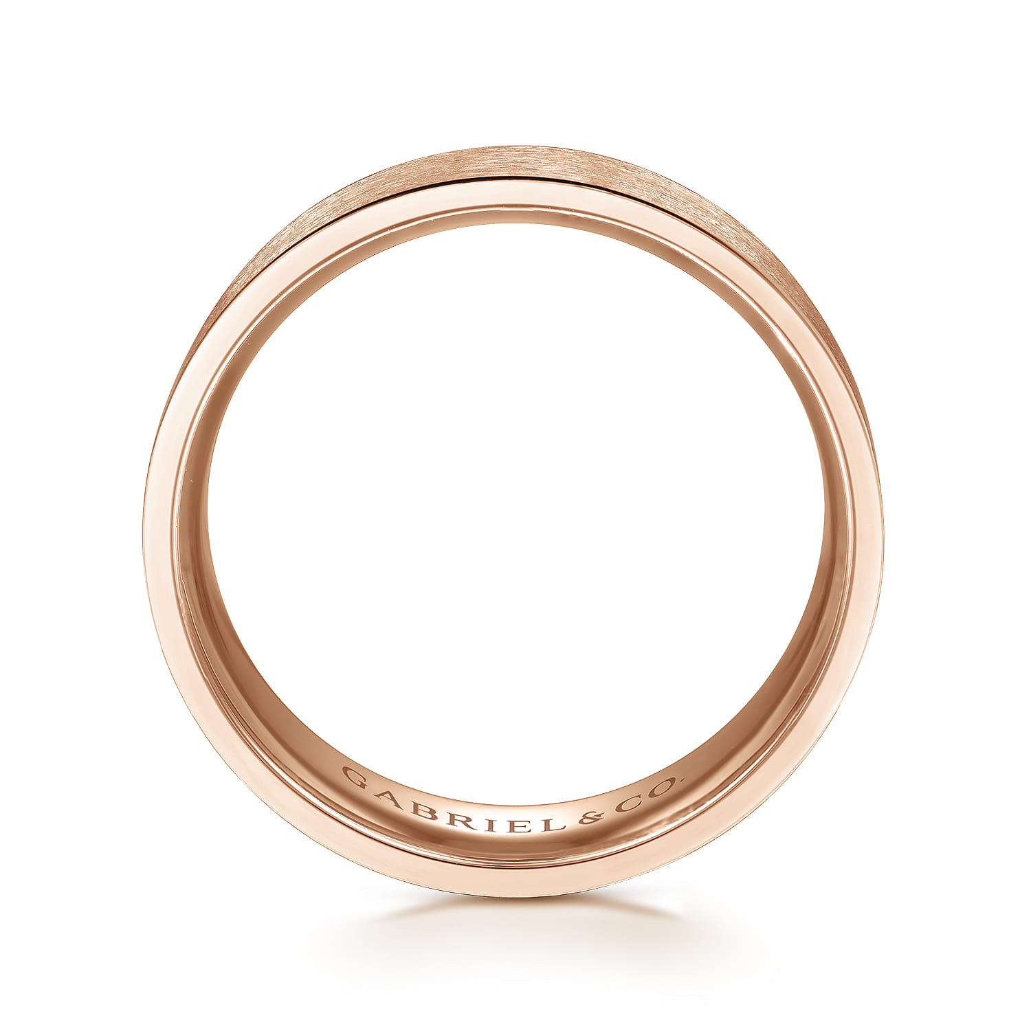 6mm - Men's Wedding Band in Horizontal Brush Finish in 14K Rose Gold, photograph 2
