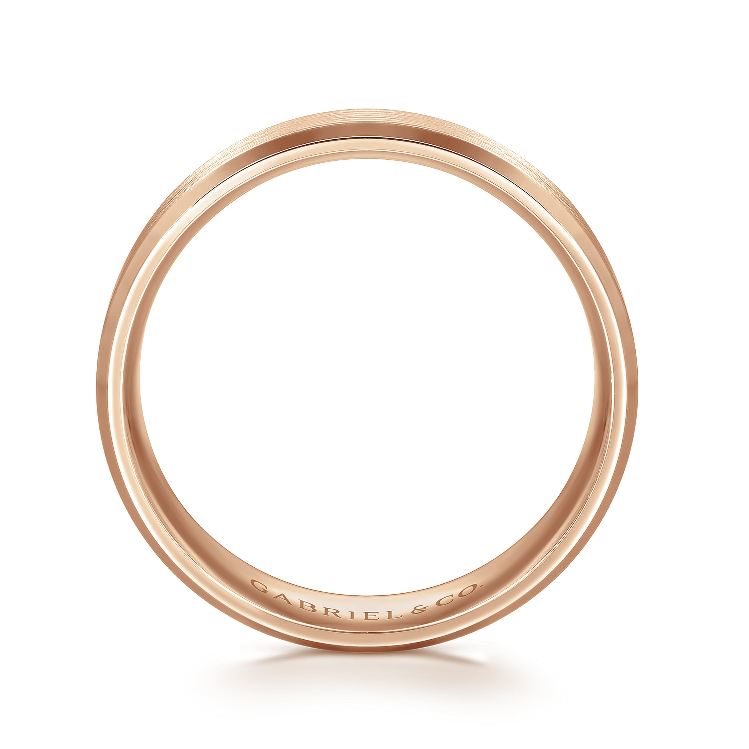 6mm - Satin Finish Men's Wedding Band with Beveled Edge in 14K Rose Gold, photograph 2