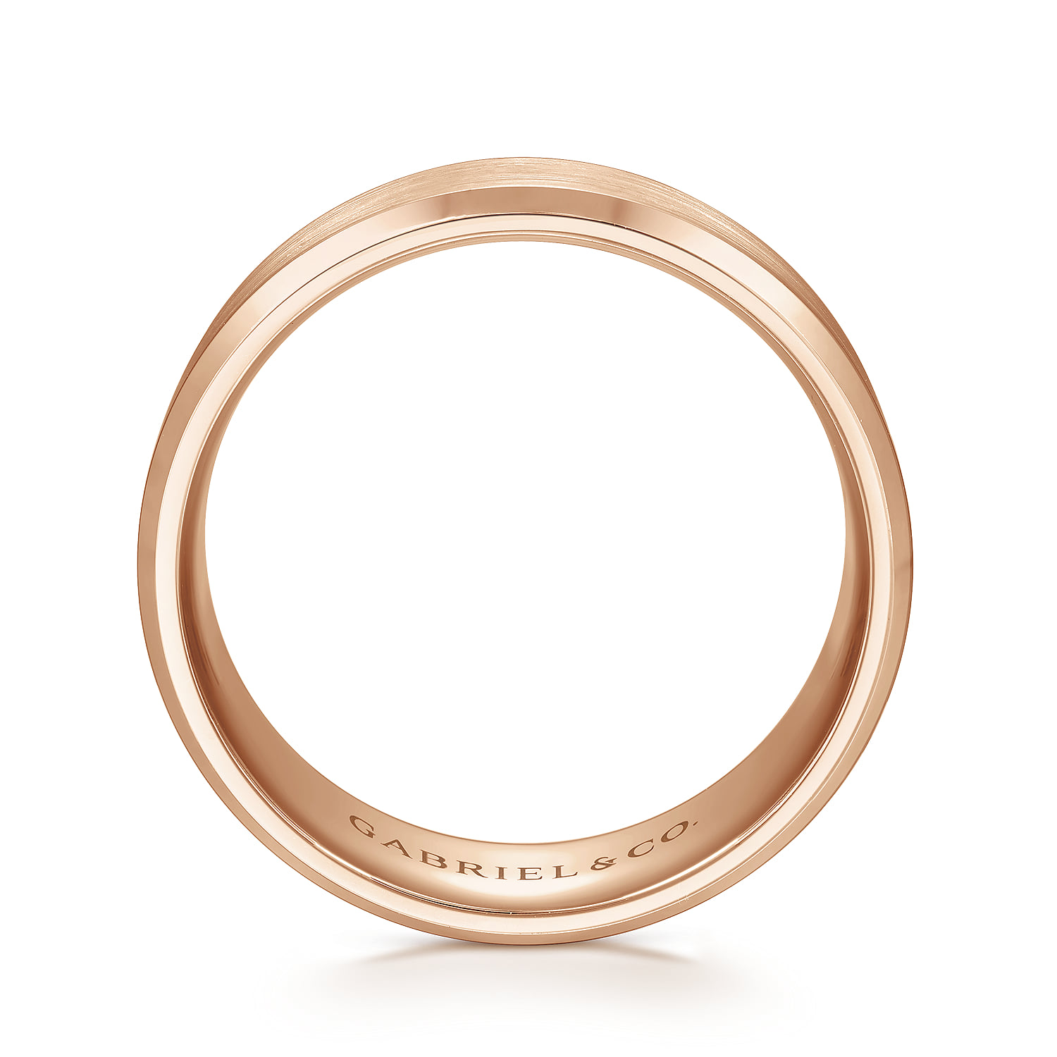 8mm - Satin Finish Men's Wedding Band with Beveled Edge in 14K Rose Gold, photograph 2