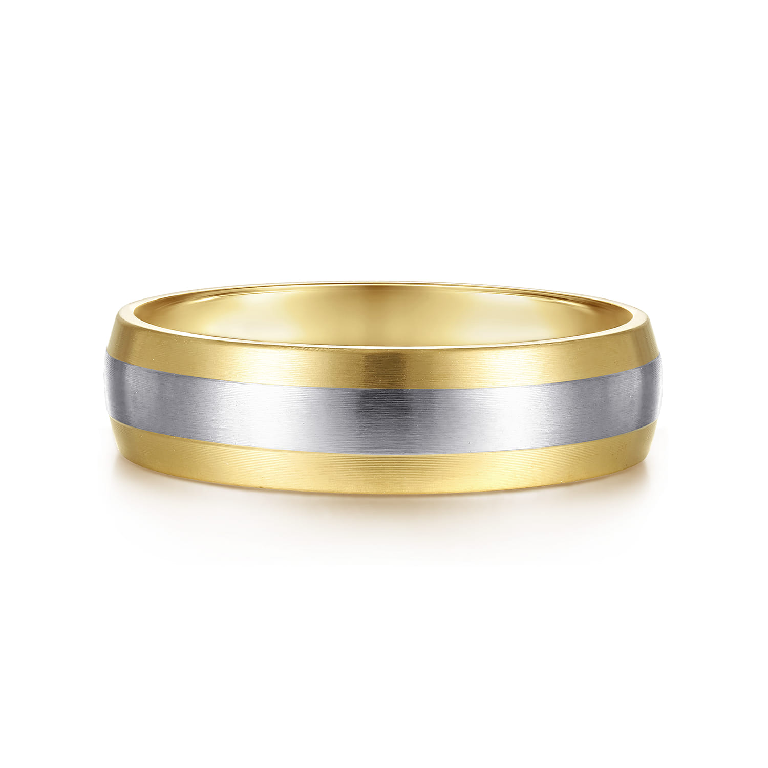 6mm - Two Tone Men's Wedding Band in Satin Finish