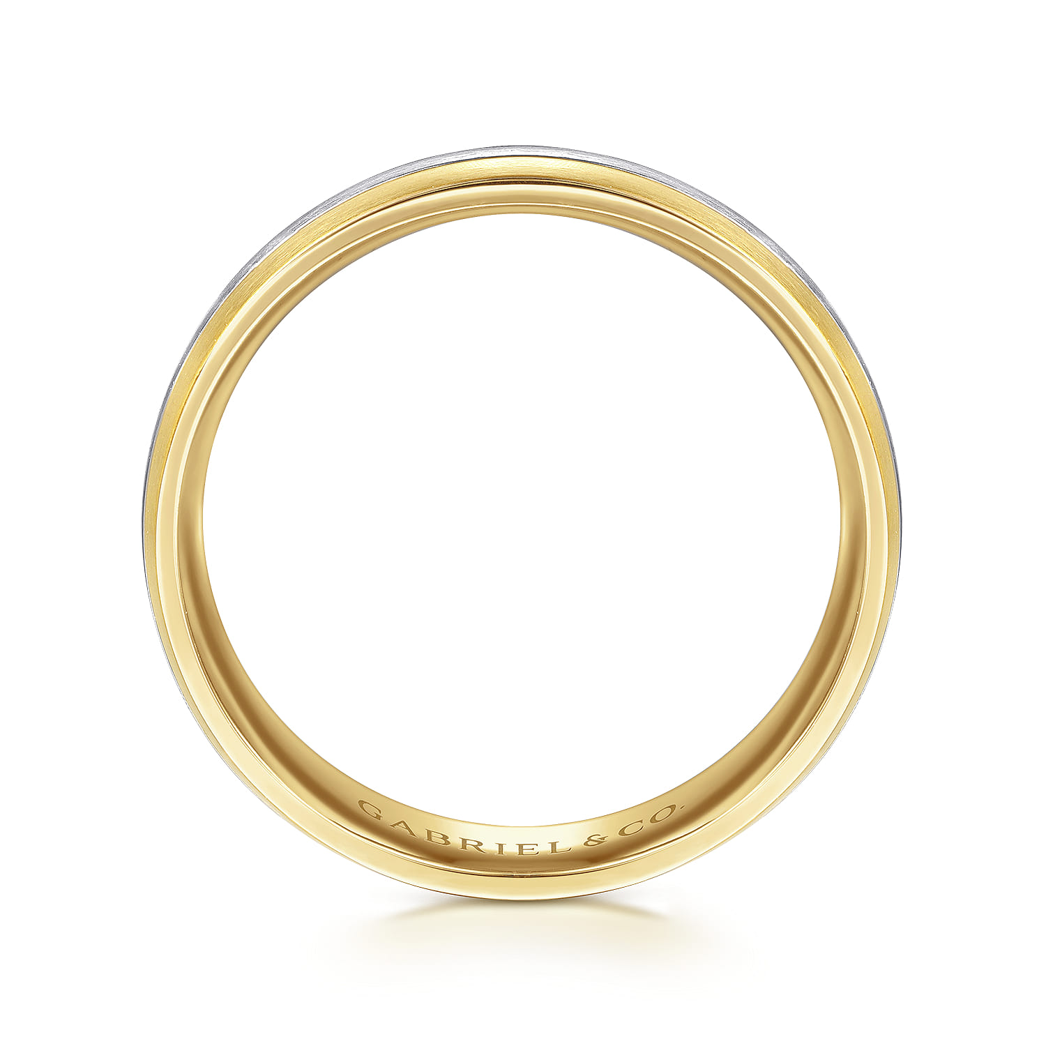 6mm - Two Tone Men's Wedding Band in Satin Finish in 14K White/Yellow Gold, photograph 2