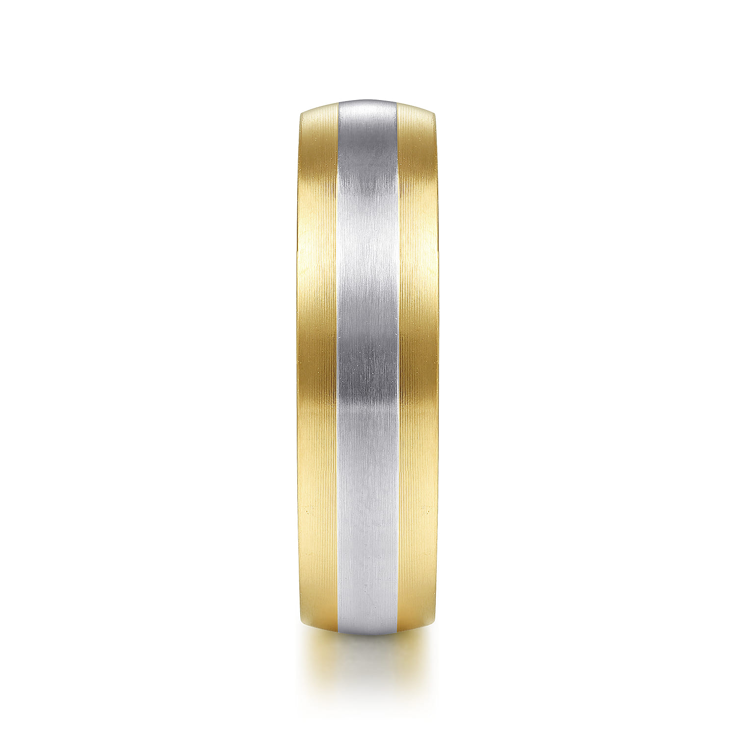 6mm - Two Tone Men's Wedding Band in Satin Finish in 14K White/Yellow Gold, photograph 4