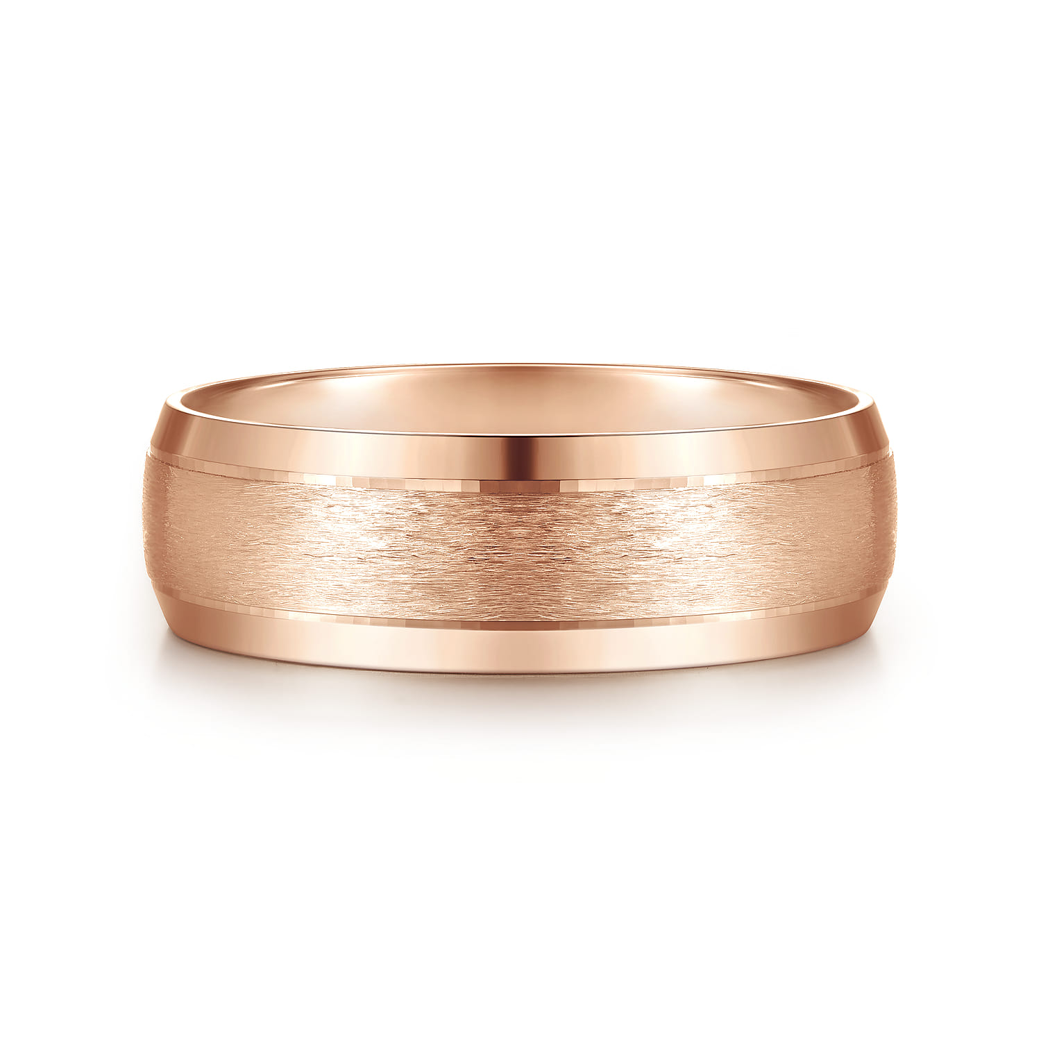 7mm - Beveled Edge Men's Wedding Band in Horizontal Brush Finish