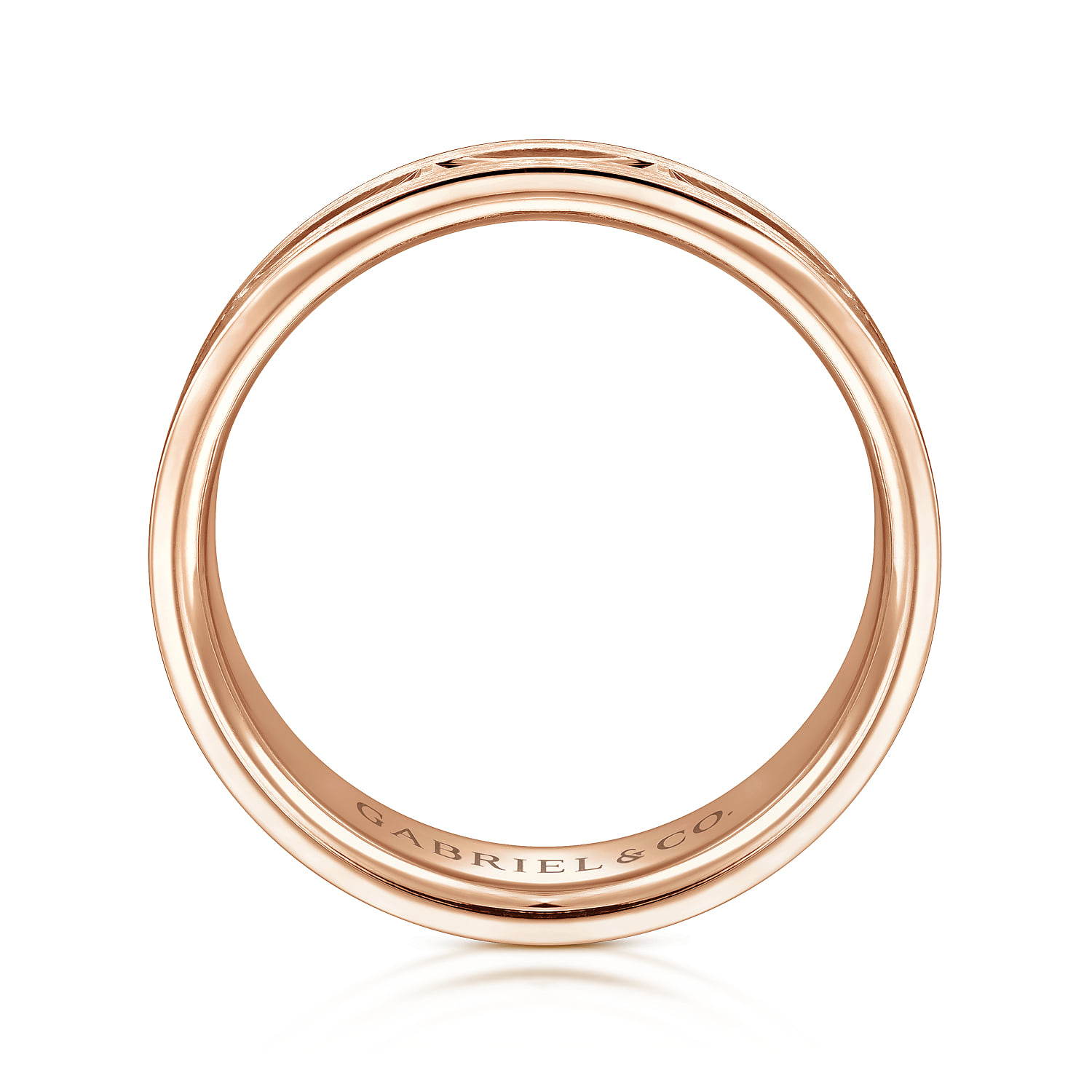 6mm - Interwoven Men's Wedding Band in Brushed and Satin Finish in 14K Rose Gold, photograph 2