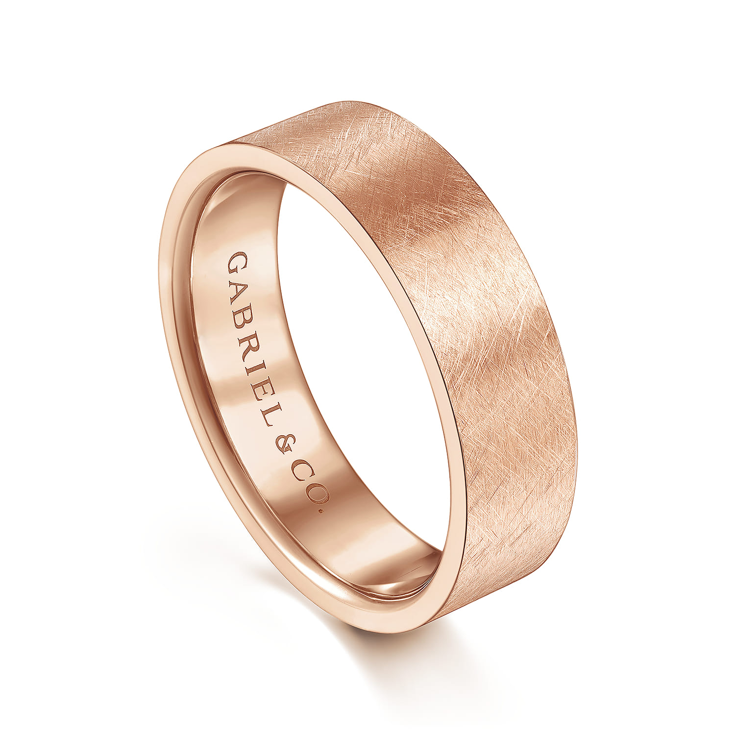 6mm - Men's Wedding Band in Brushed Finish in 14K Rose Gold, photograph 3