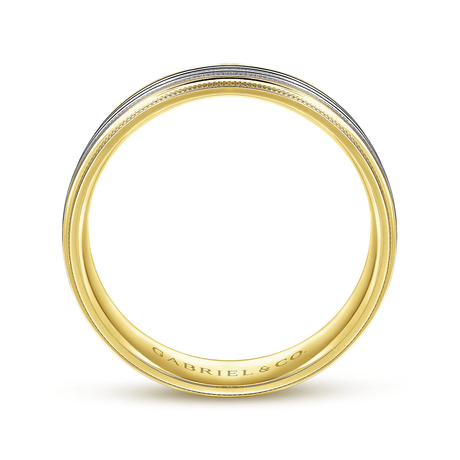 6mm - Milgrain Channel Men's Wedding Band in 14K White/Yellow Gold, photograph 2