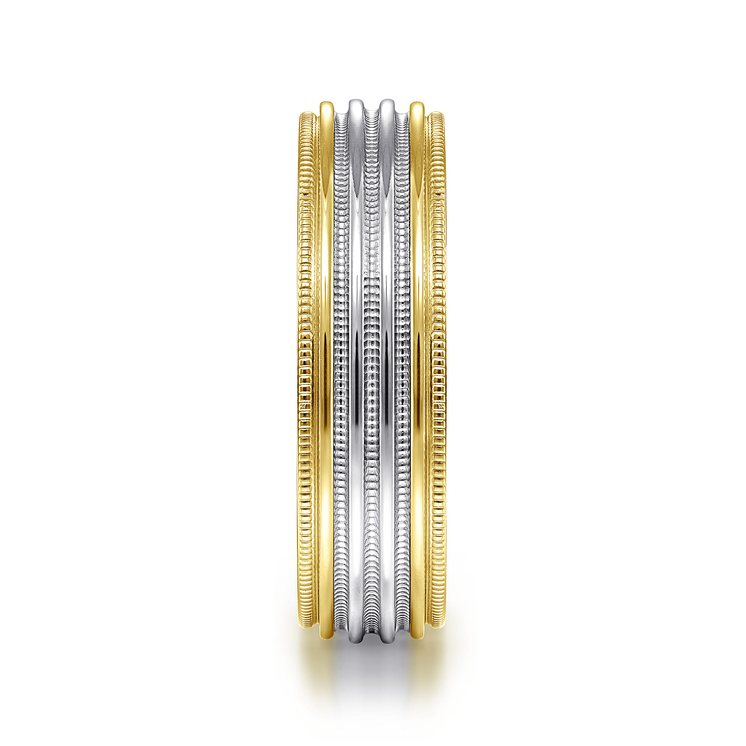 6mm - Milgrain Channel Men's Wedding Band in 14K White/Yellow Gold, photograph 4