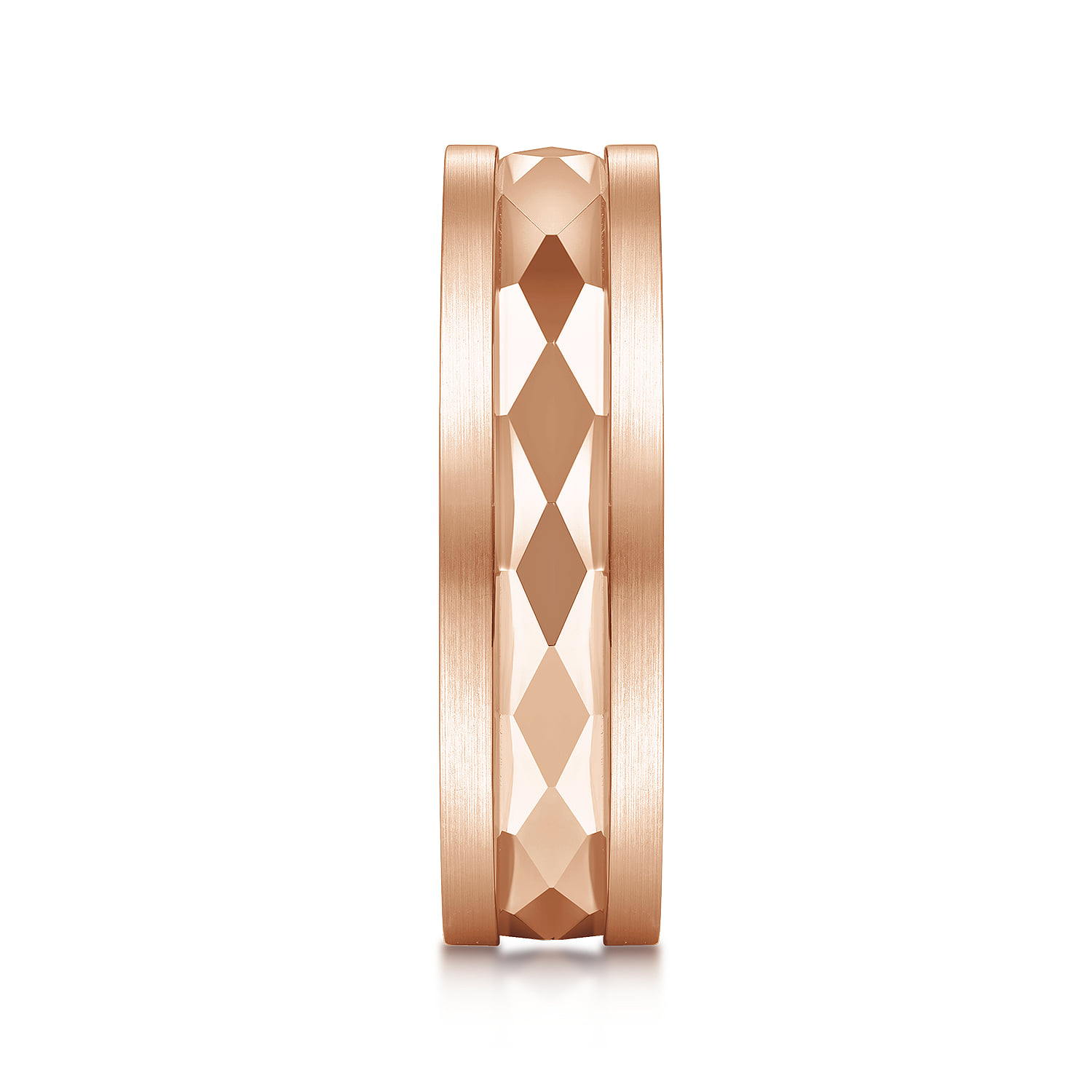 6mm - Diamond Cut Men's Wedding Band in Satin Finish in 14K Rose Gold, photograph 4