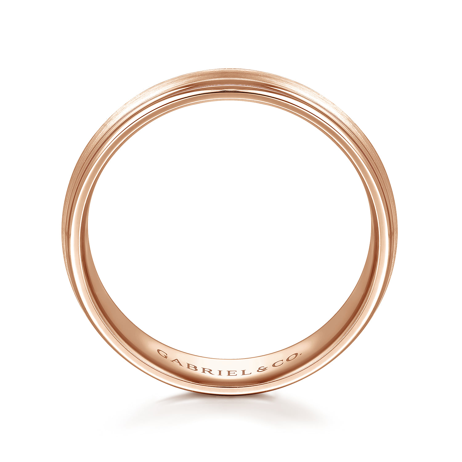 6mm - Carved Men's Wedding Band in Satin Finish in 14K Rose Gold, photograph 2