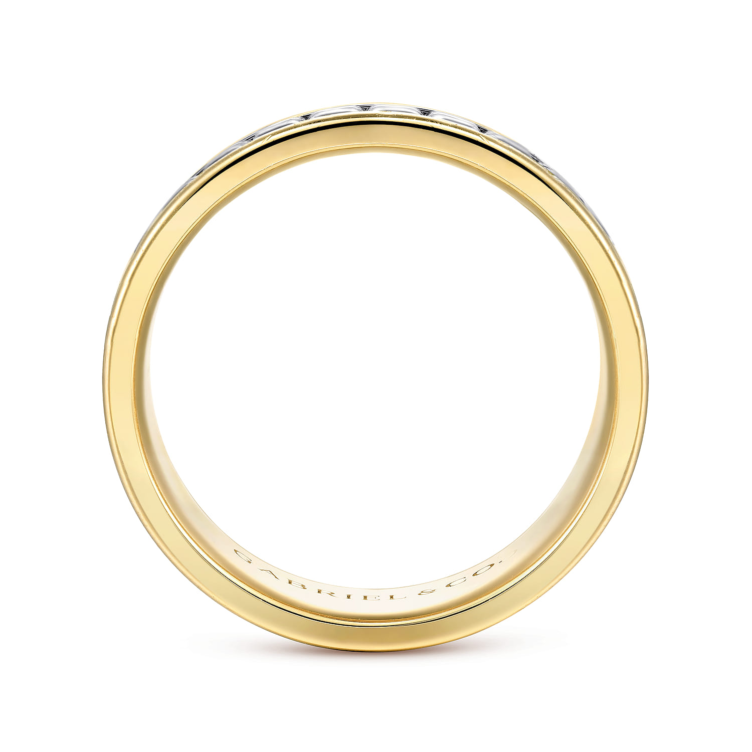 7mm - Men's Wedding Band High Polish Finish in High Polished Finish in 14K White/Yellow Gold, photograph 2