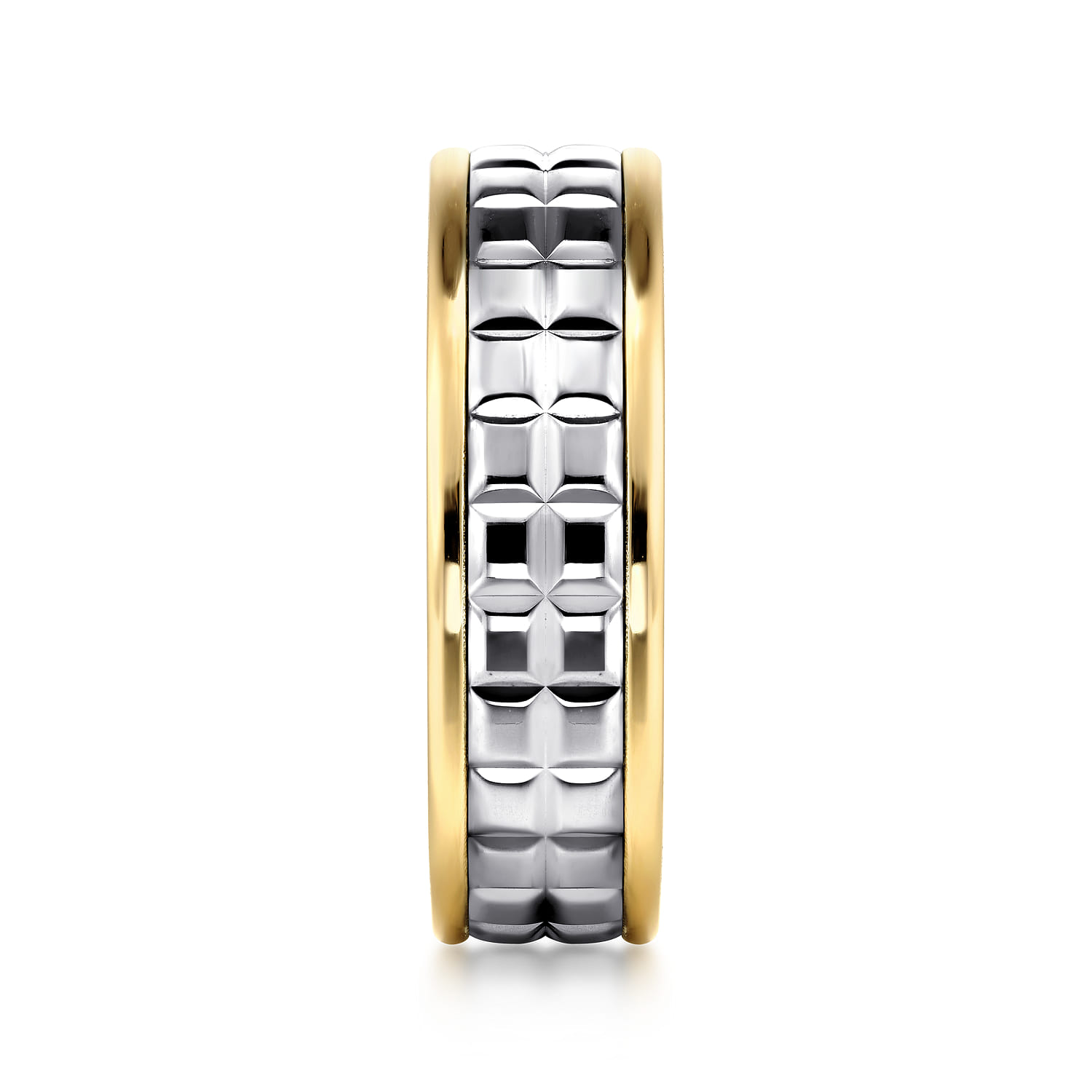 7mm - Men's Wedding Band High Polish Finish in High Polished Finish in 14K White/Yellow Gold, photograph 4