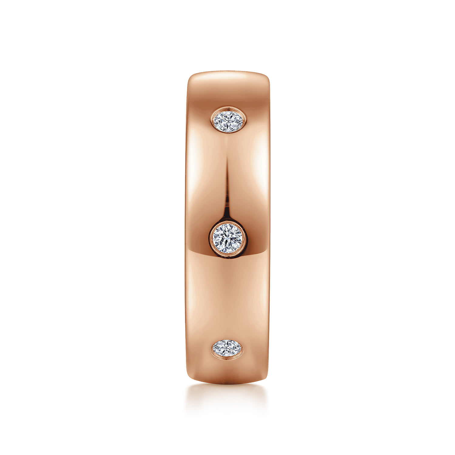 Diamond Men's Wedding Ring in High Polished Finish in 14K Rose Gold, photograph 4