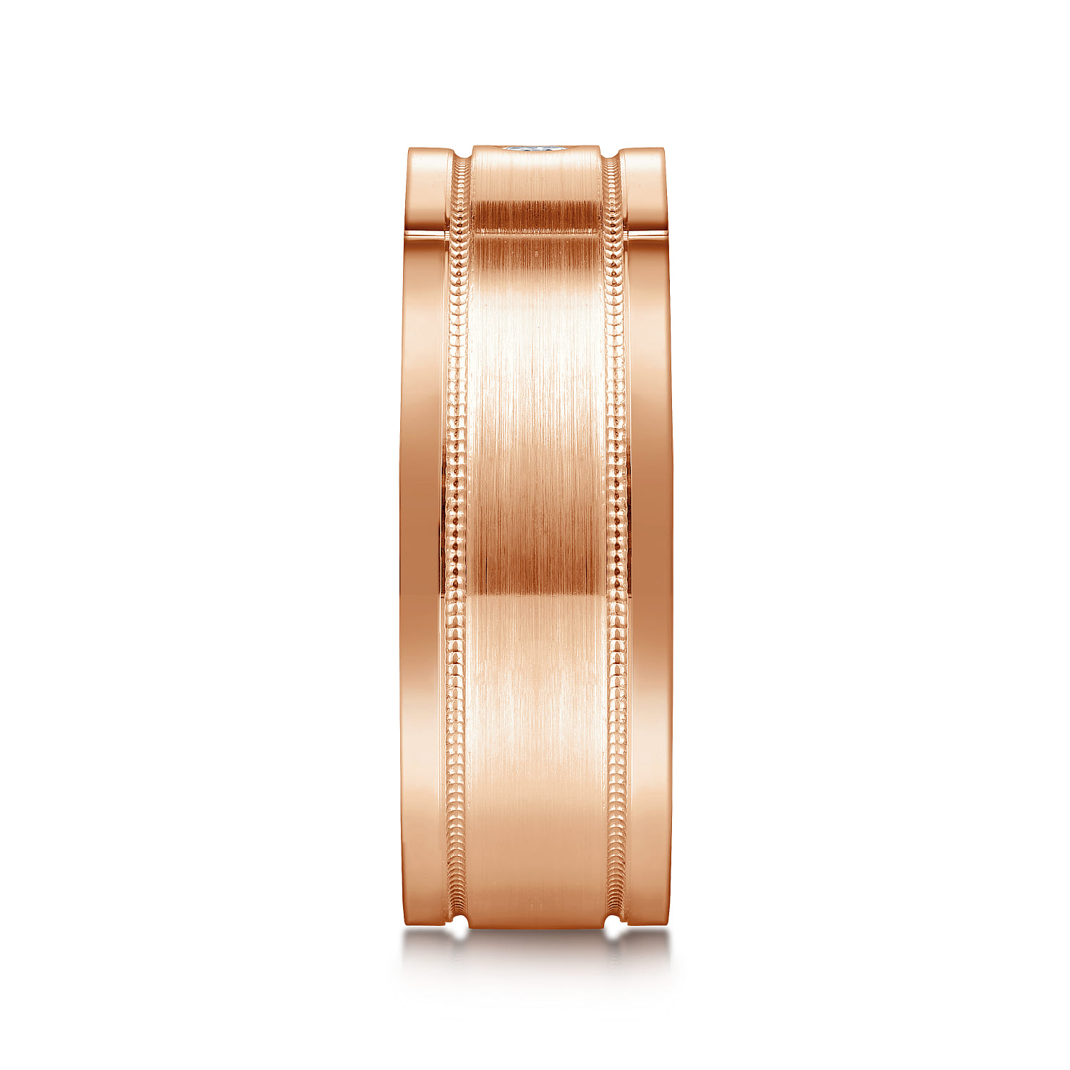 Diamond Men's Wedding Ring in Satin Finish in 14K Rose Gold, photograph 4