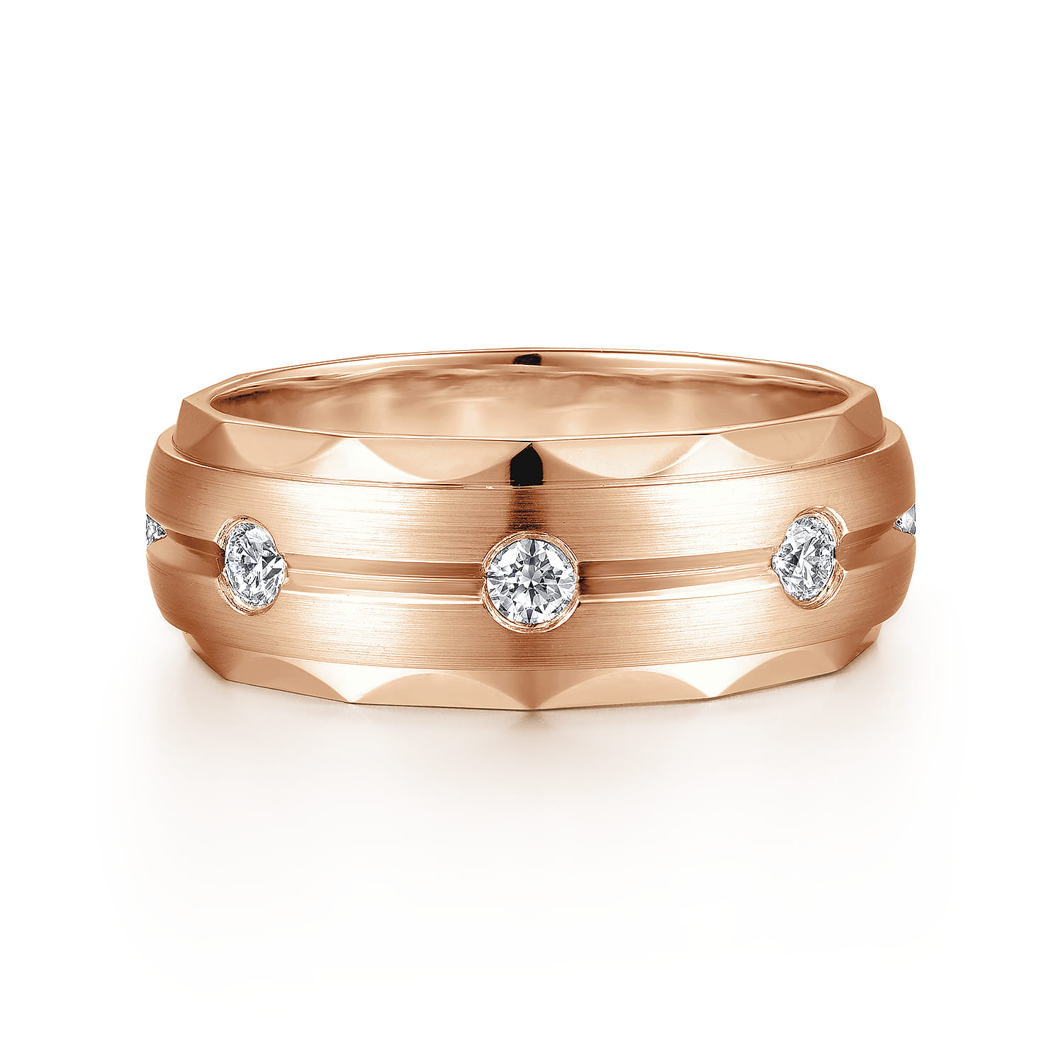 Diamond Men's Wedding Ring in Satin Finish