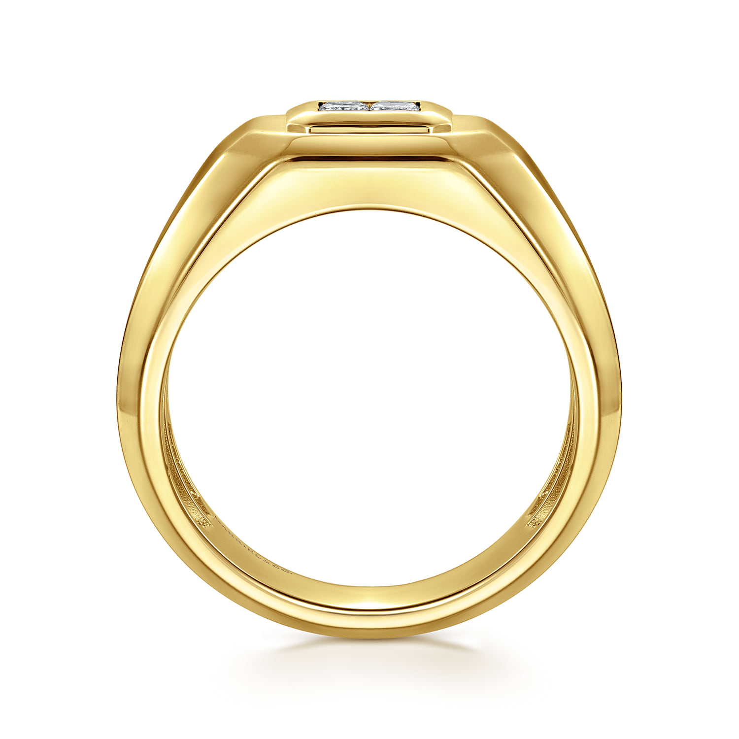Signet Ring with Diamonds in 14K Yellow Gold, photograph 2