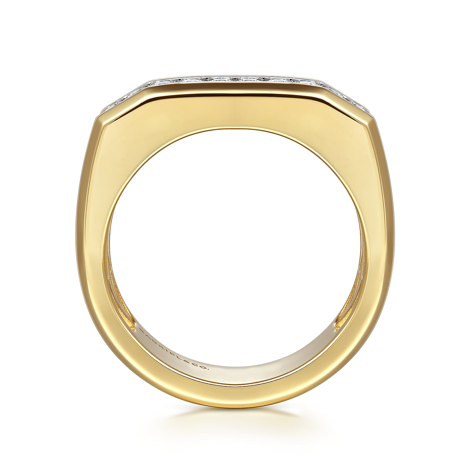 Diamond Mens Ring in High Polish Finish in 14K Yellow Gold, photograph 2