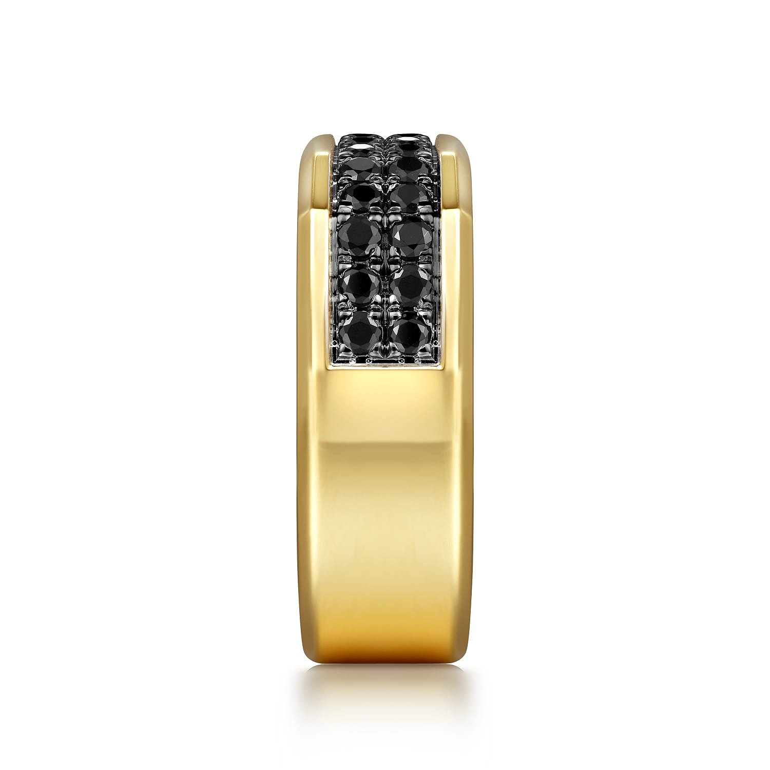 Black Diamond Mens Ring in High Polish Finish in 14K Yellow Gold, photograph 4