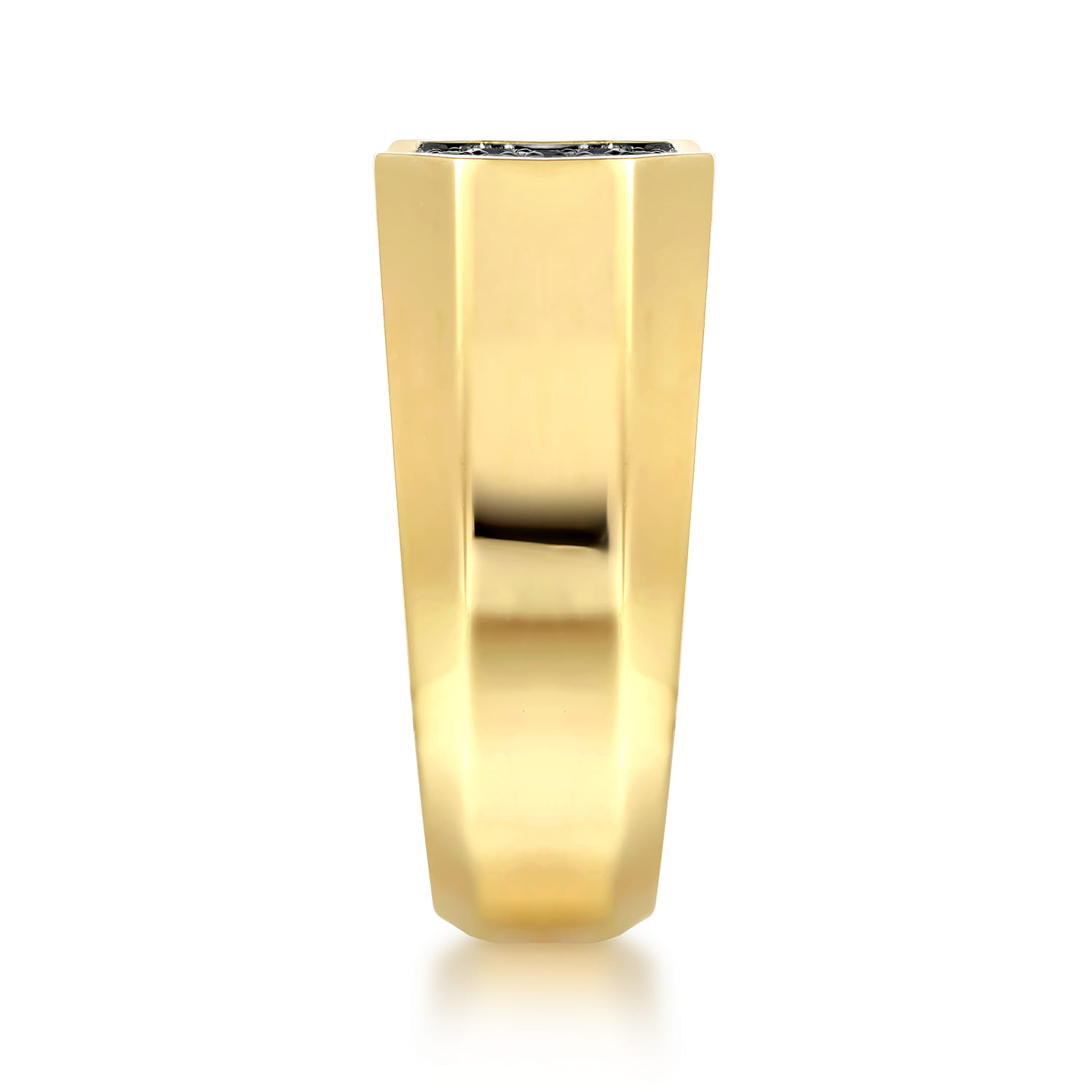 Black Diamond Pave Men's Ring in High Polish Finish in 14K Yellow Gold, photograph 4