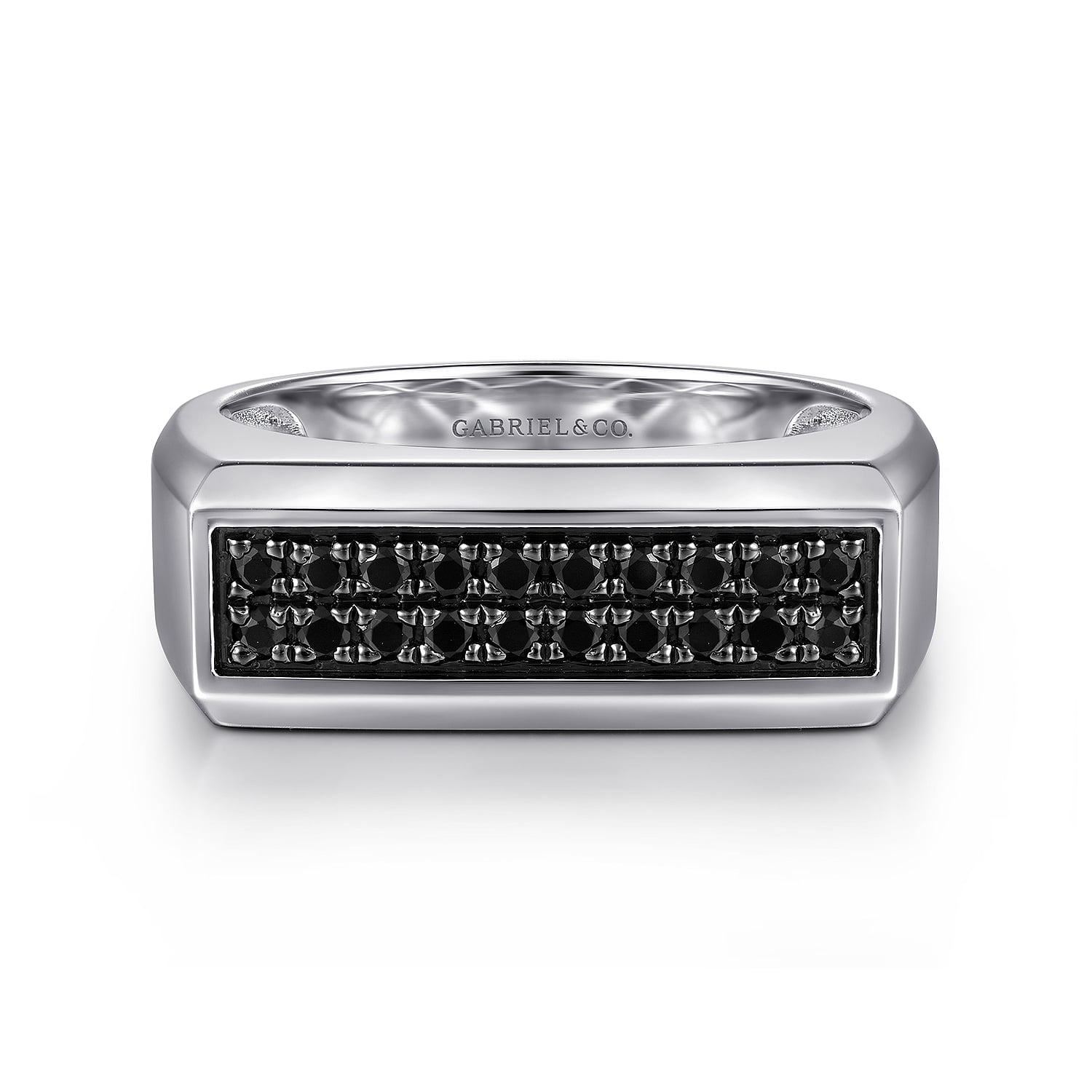 Black Spinel Mens Ring in High Polish Finish