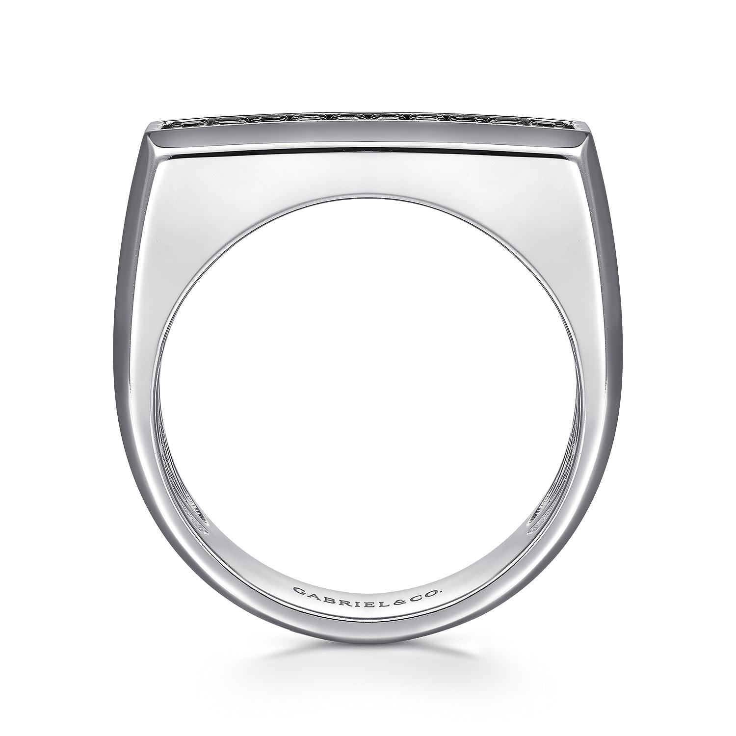 Black Spinel Mens Ring in High Polish Finish in Sterling Silver, photograph 2
