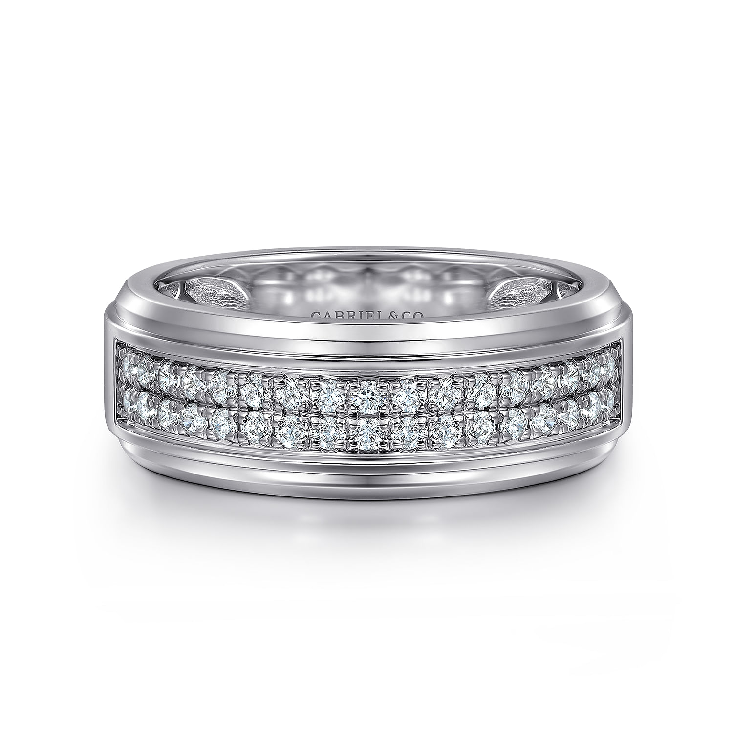 【Masa】UR-TACTICALD-RING 14K White Gold Diamond Men's Wedding Ring in High Polish
