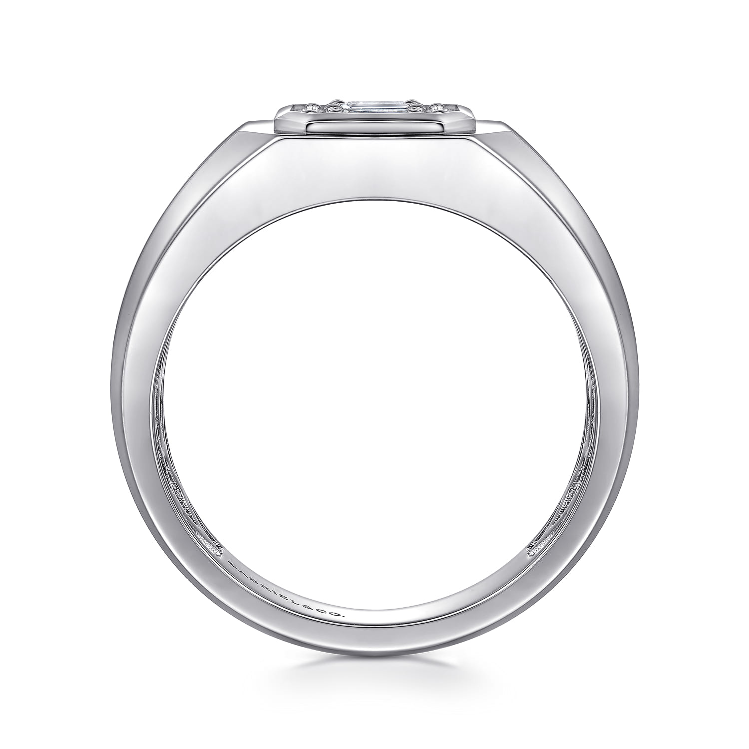 Diamond Mens Engagement Ring in High Polish Finish in 14K White Gold, photograph 2