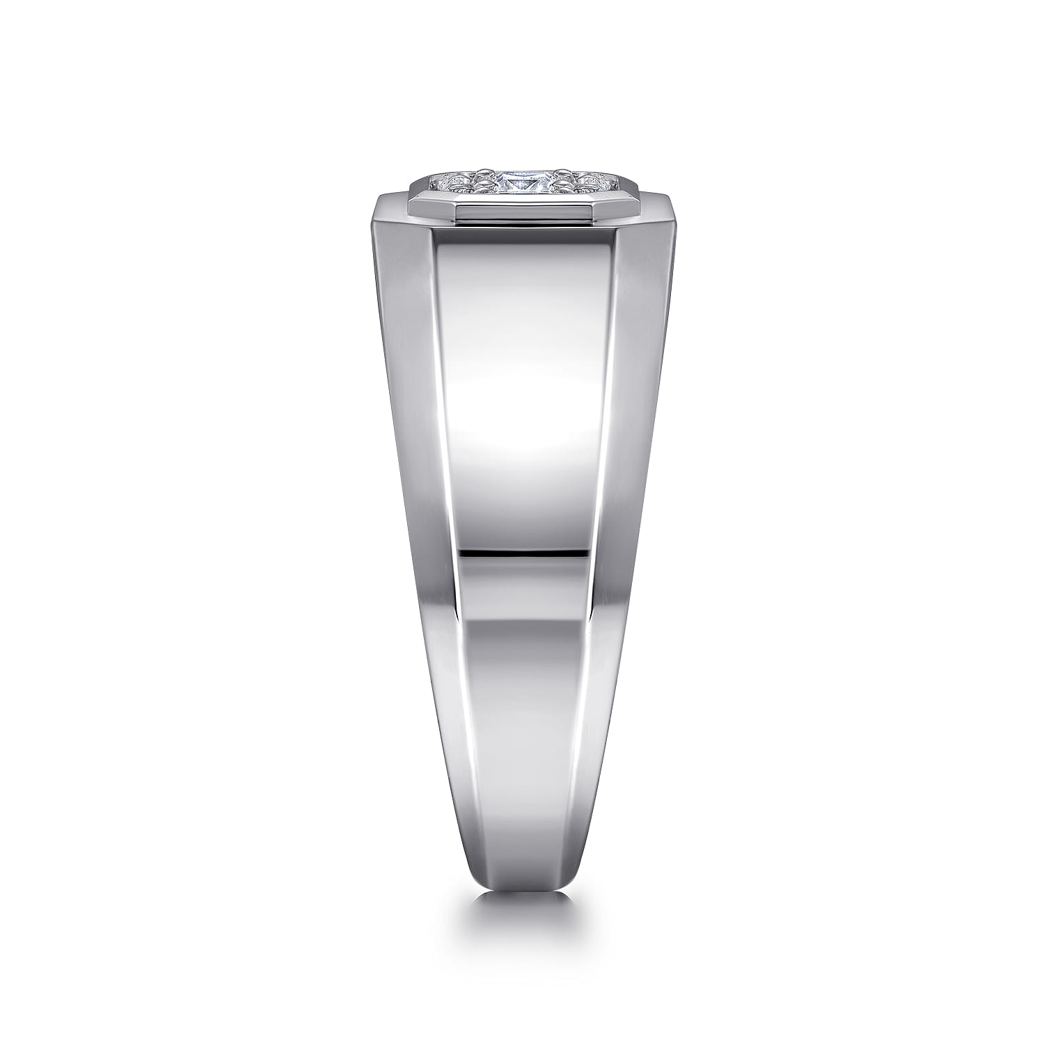 Diamond Mens Engagement Ring in High Polish Finish in 14K White Gold, photograph 4