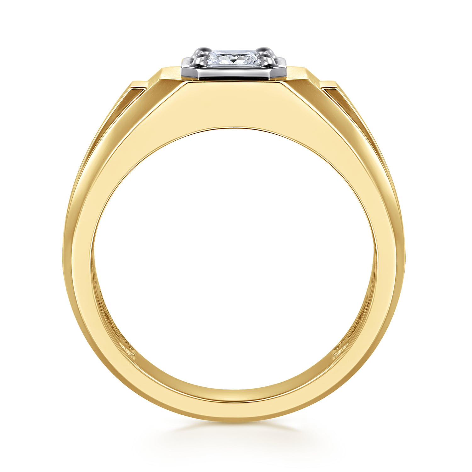 Mens Engagement Ring in High Polish Finish in 14K White/Yellow Gold, photograph 2