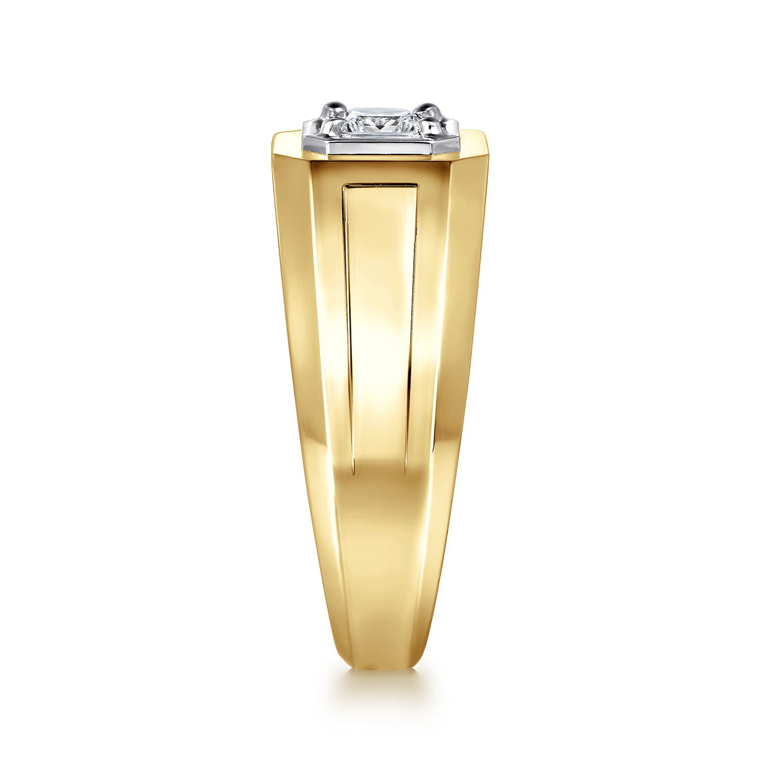 Mens Engagement Ring in High Polish Finish in 14K White/Yellow Gold, photograph 4