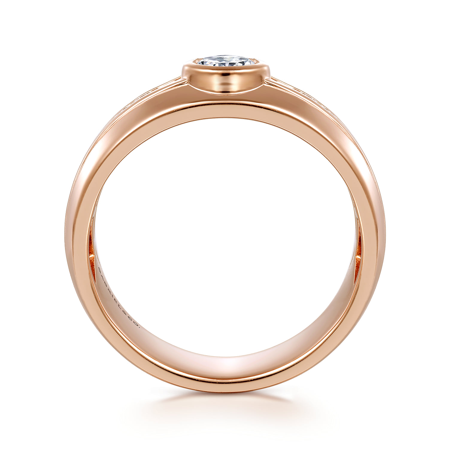 Diamond Mens Engagement Ring in High Polished Finish in 14K Rose Gold, photograph 2