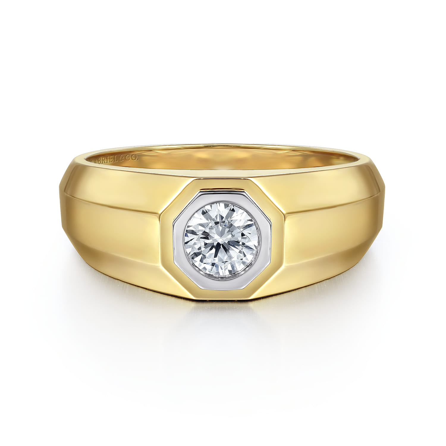 Diamond Mens Engagement Ring in High Polish Finish in 14K White/Yellow Gold