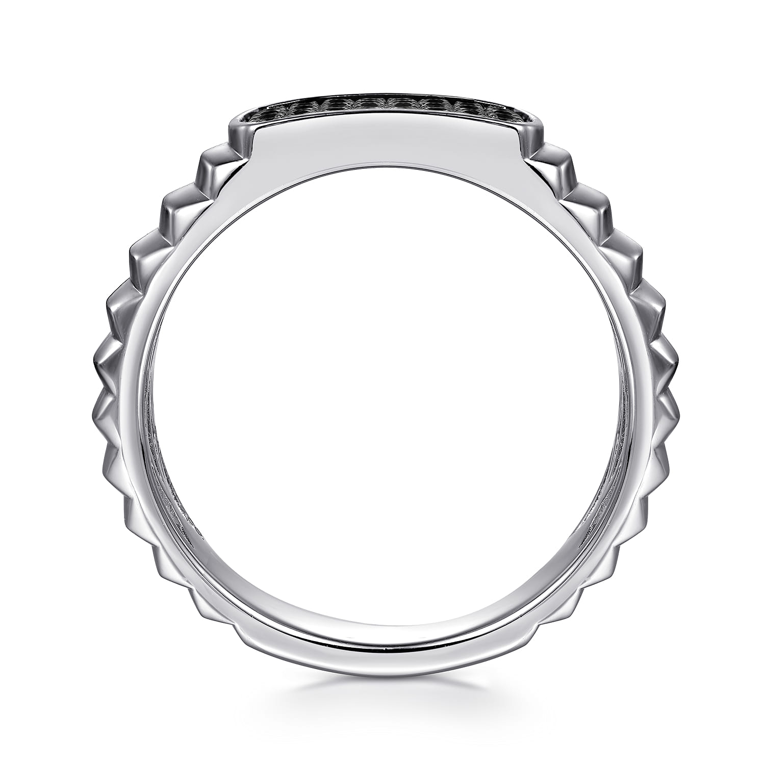 Black Spinel Mens Ring in High Polished Finish in Sterling Silver, photograph 2