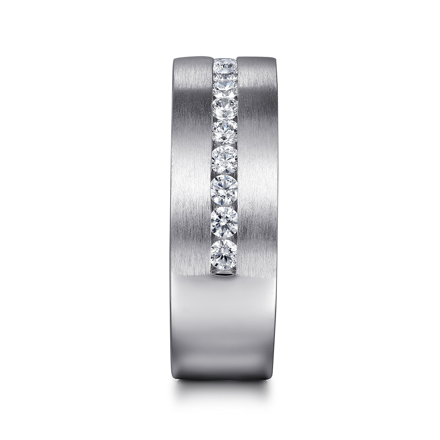 Diamond Men's Wedding Ring in Satin Finish in 14K White Gold, photograph 4