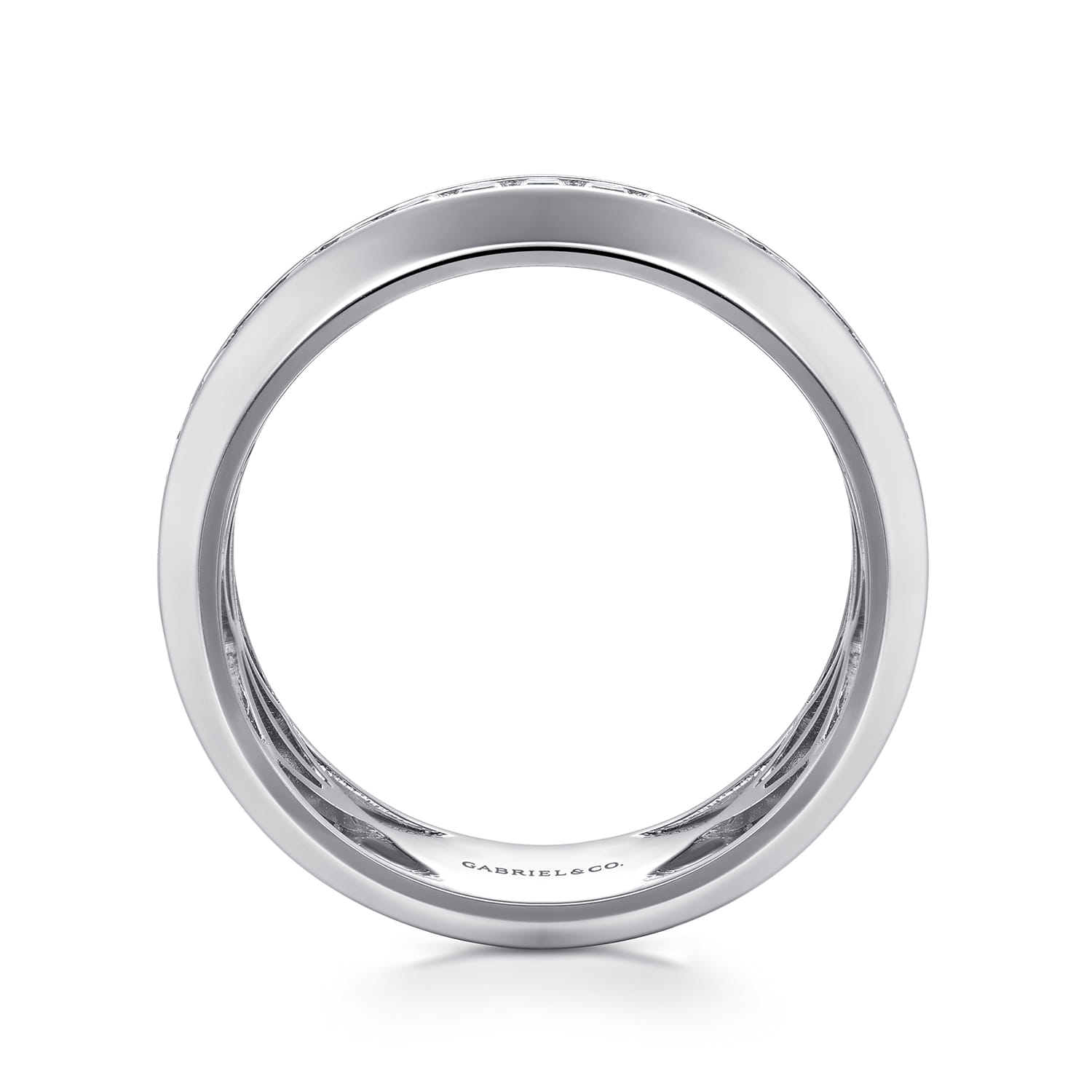 Diamond Men's Wedding Ring in High Polish Finish in 14K White Gold, photograph 2