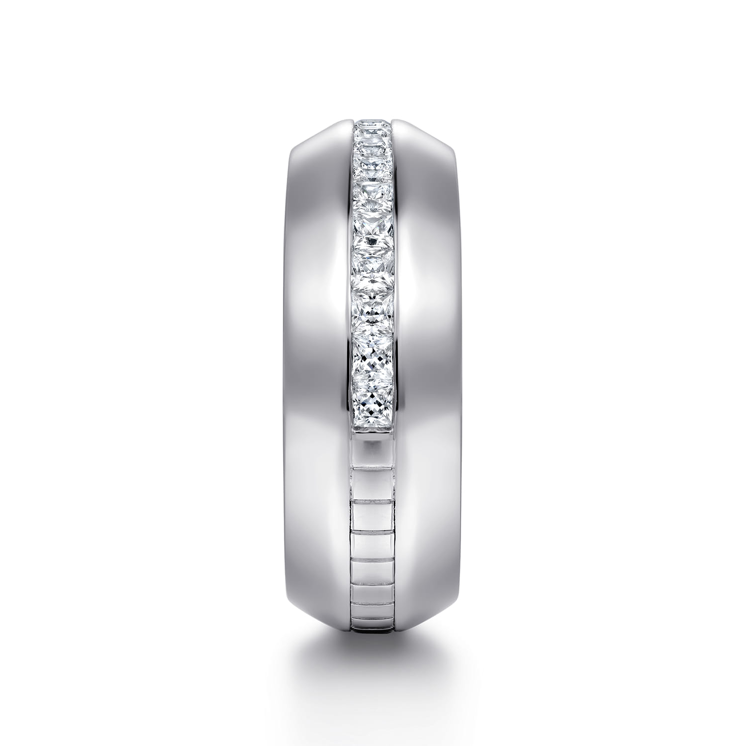 Diamond Men's Wedding Ring in High Polish Finish in 14K White Gold, photograph 4