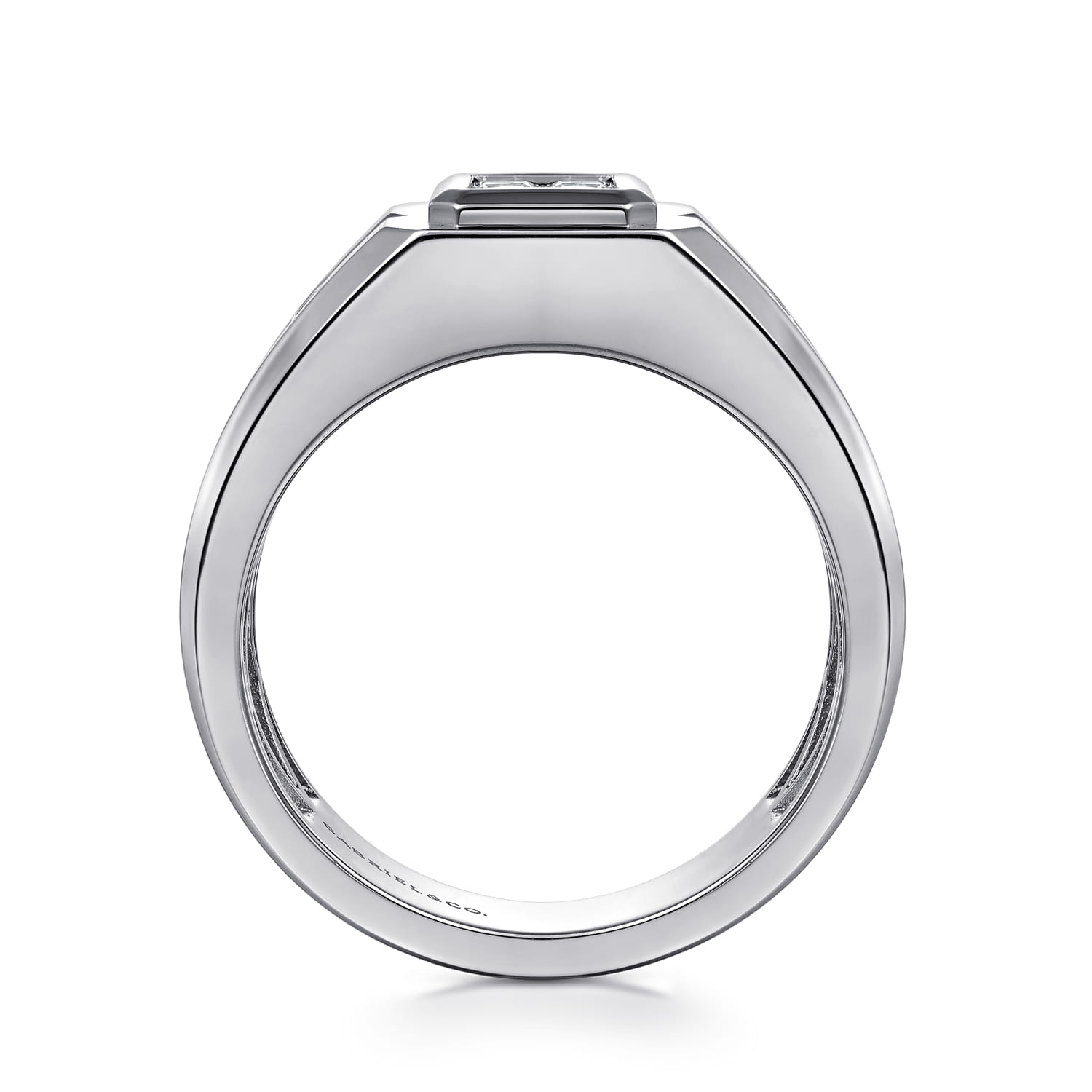 Diamond Mens Engagement Ring in High Polish Finish in 14K White Gold, photograph 2